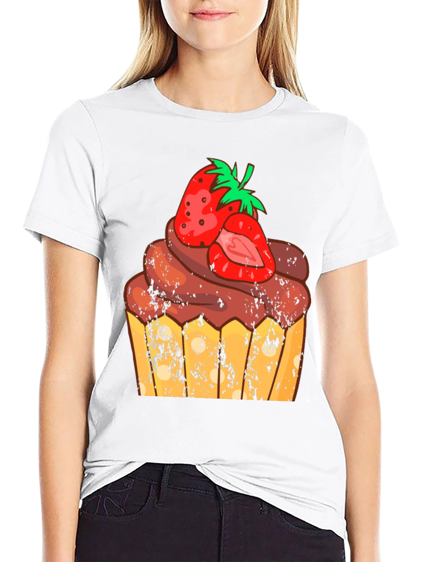 Strawberry Cupcake Graphic Tee - Fun Dessert Shirt
