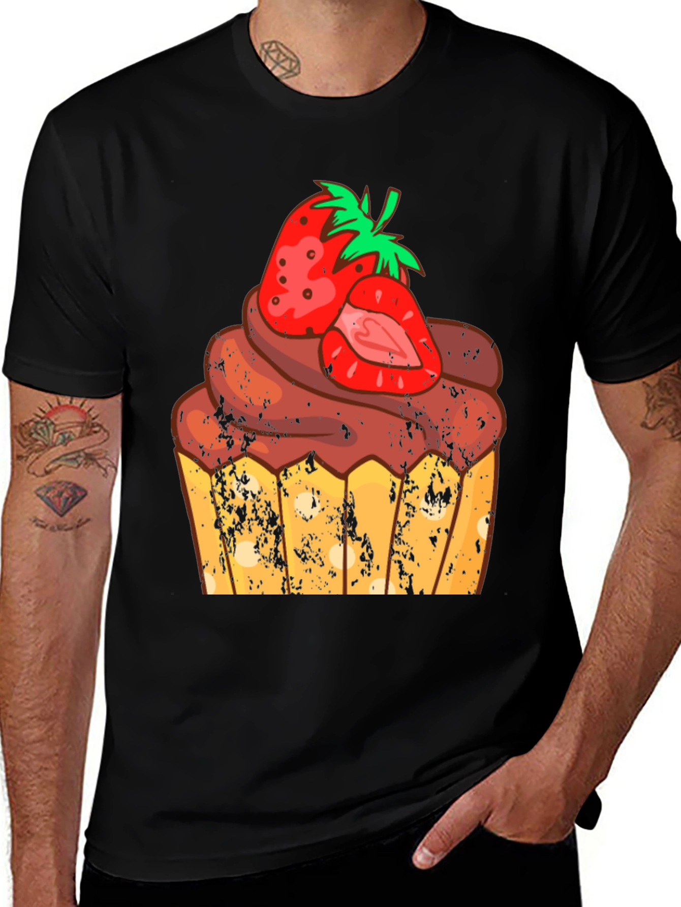 Strawberry Cupcake Graphic Tee - Fun Dessert Shirt