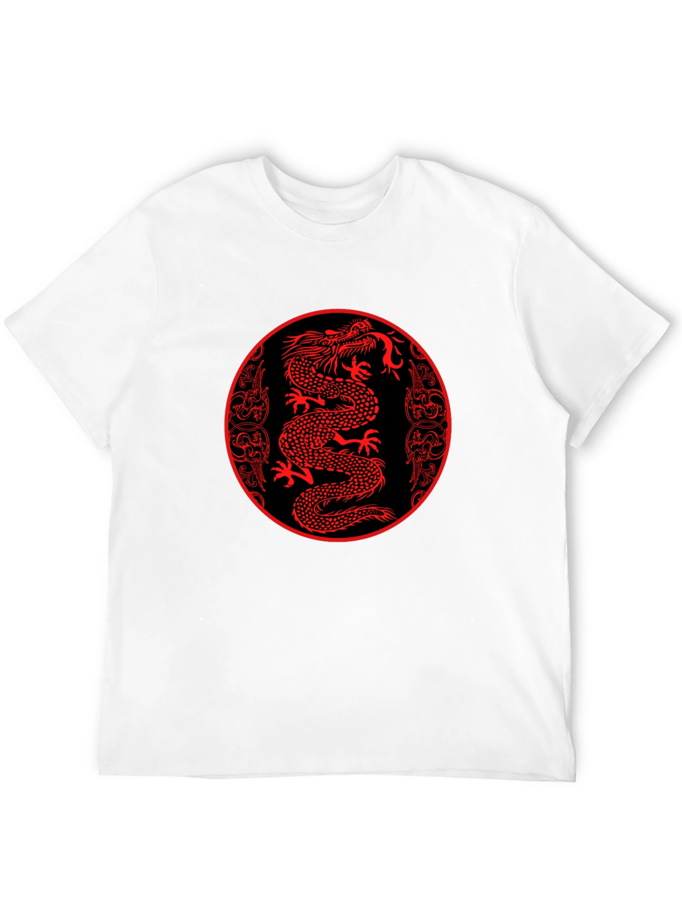 Red Dragon Circle Graphic Black Tee