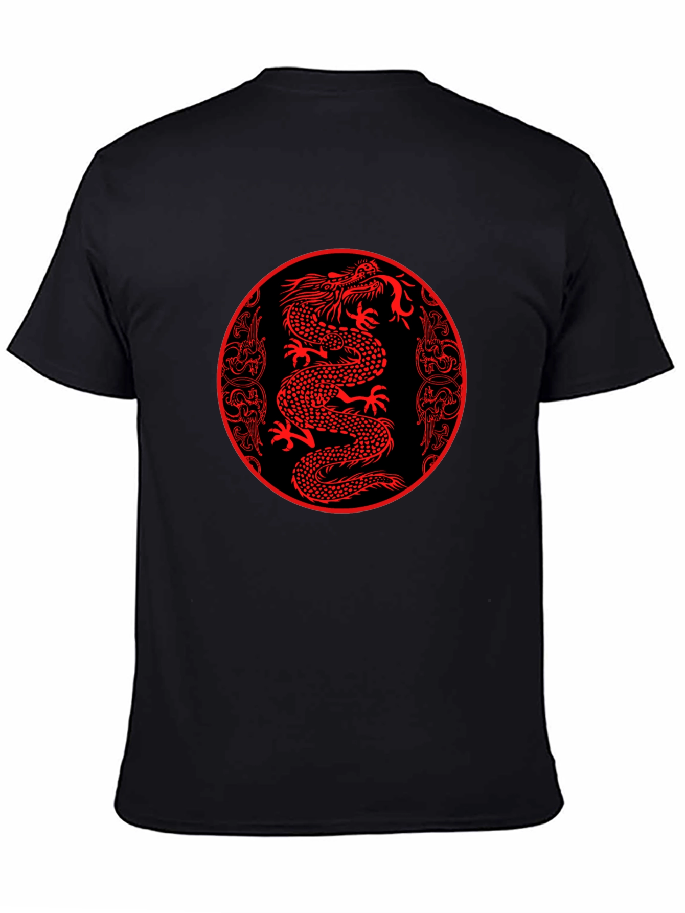 Red Dragon Circle Graphic Black Tee