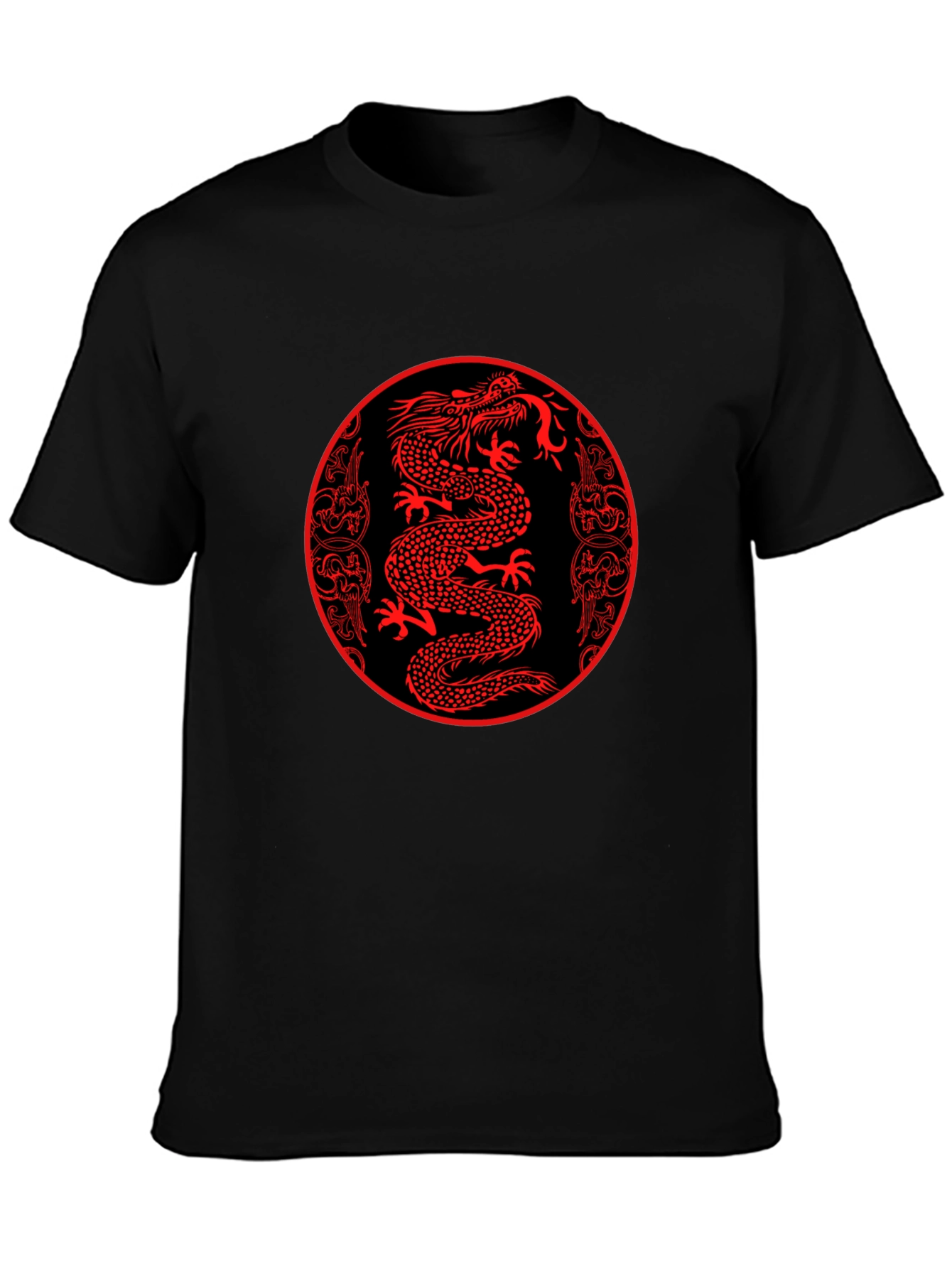 Red Dragon Circle Graphic Black Tee