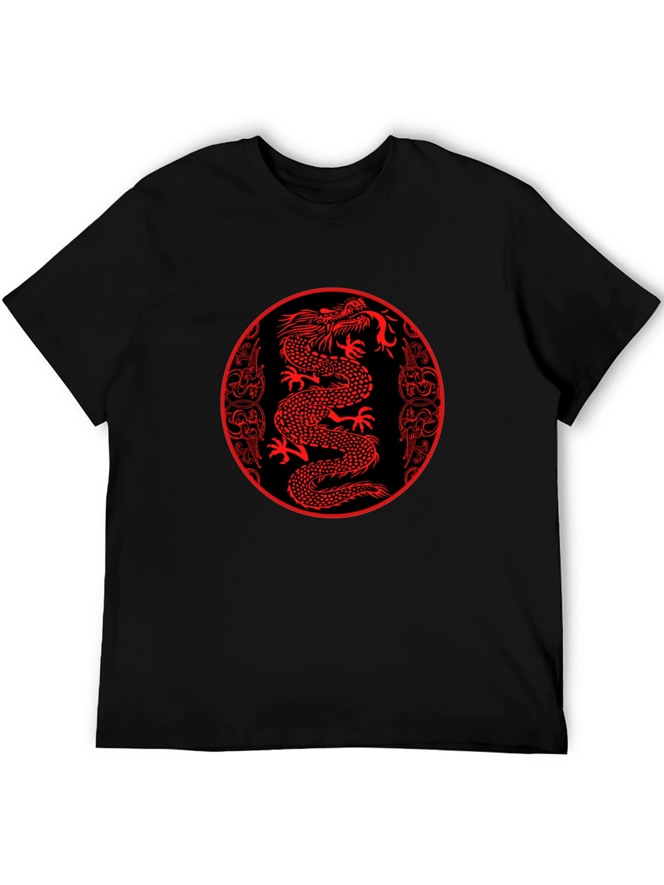 Red Dragon Circle Graphic Black Tee