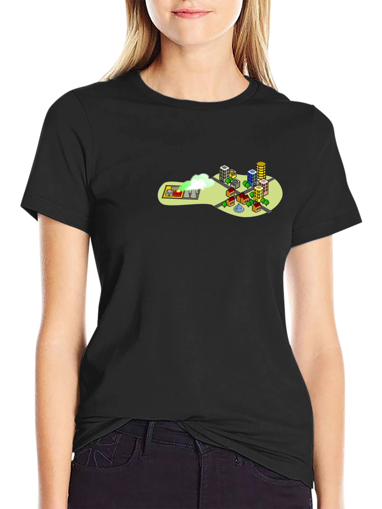 Cartoon Cityscape Tee - Quirky Graphic T-Shirt