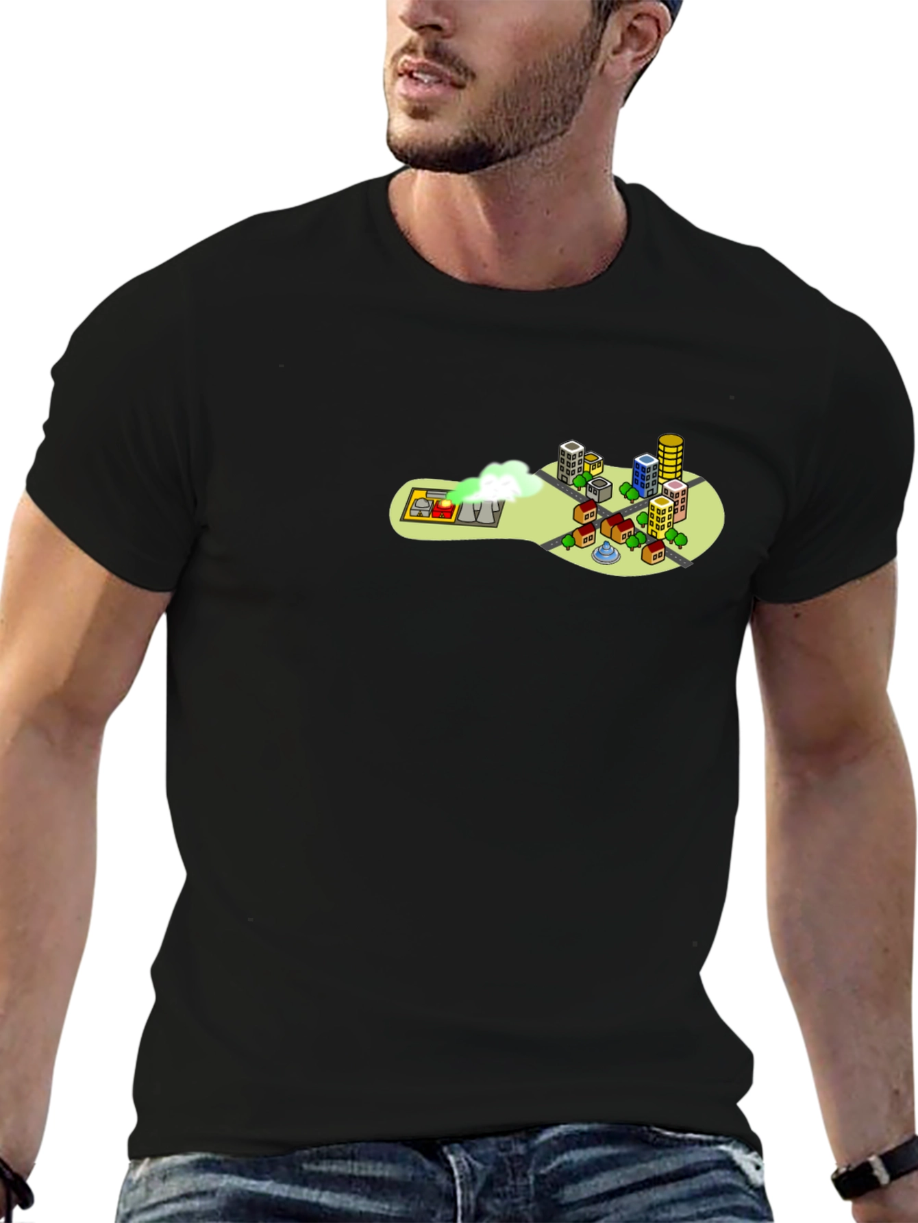 Cartoon Cityscape Tee - Quirky Graphic T-Shirt