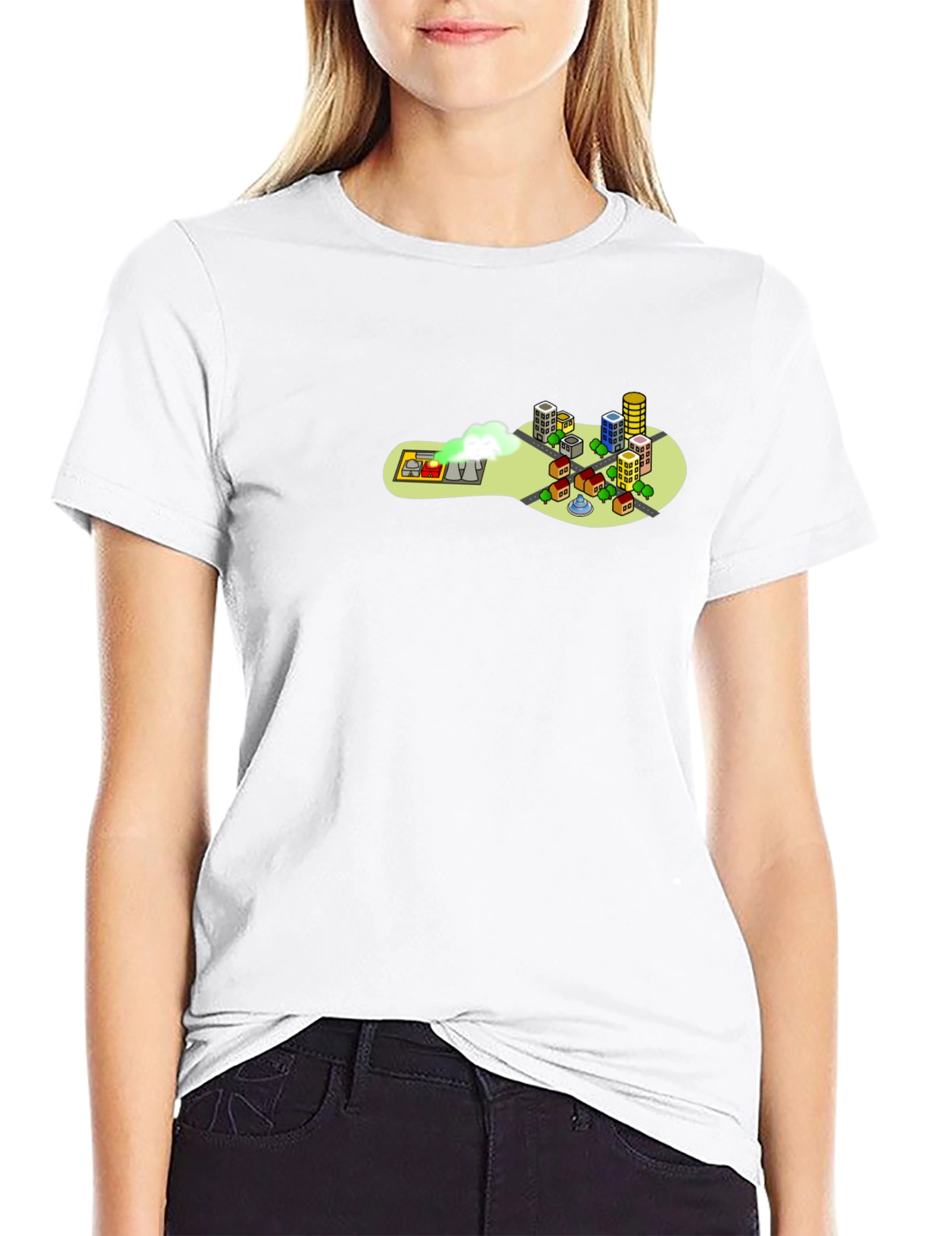 Cartoon Cityscape Tee - Quirky Graphic T-Shirt