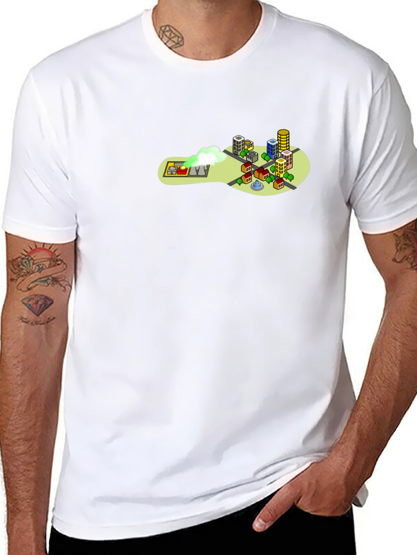 Cartoon Cityscape Tee - Quirky Graphic T-Shirt