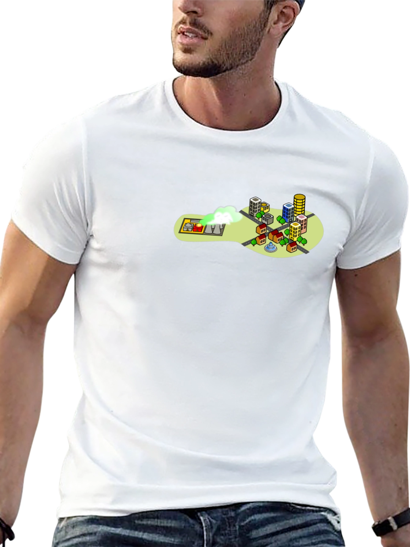 Cartoon Cityscape Tee - Quirky Graphic T-Shirt