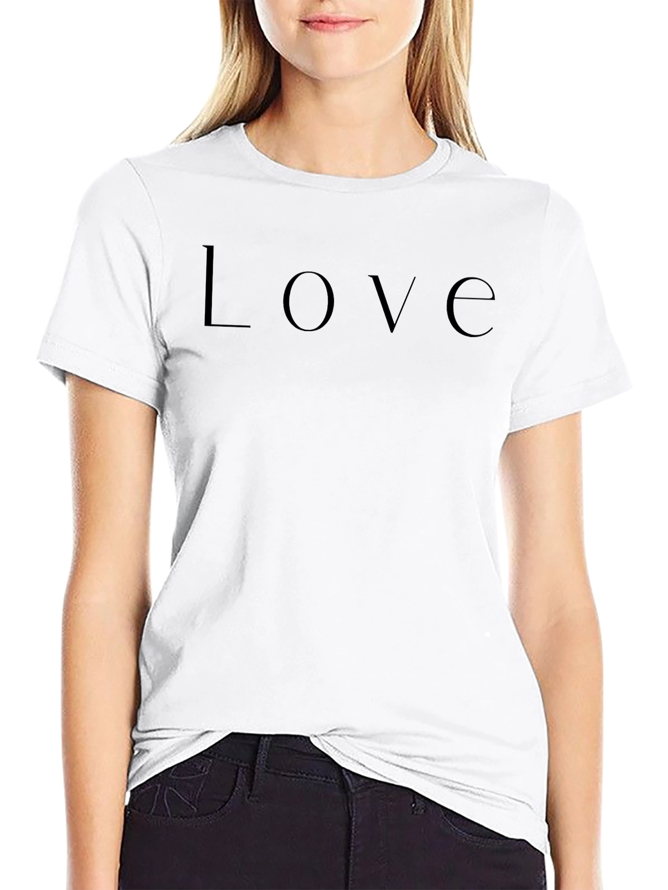 Love Text Graphic Black T-Shirt
