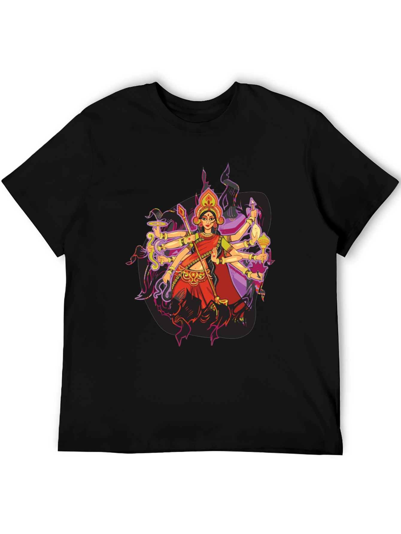 Durga Goddess Graphic Tee - Mens Black T-Shirt