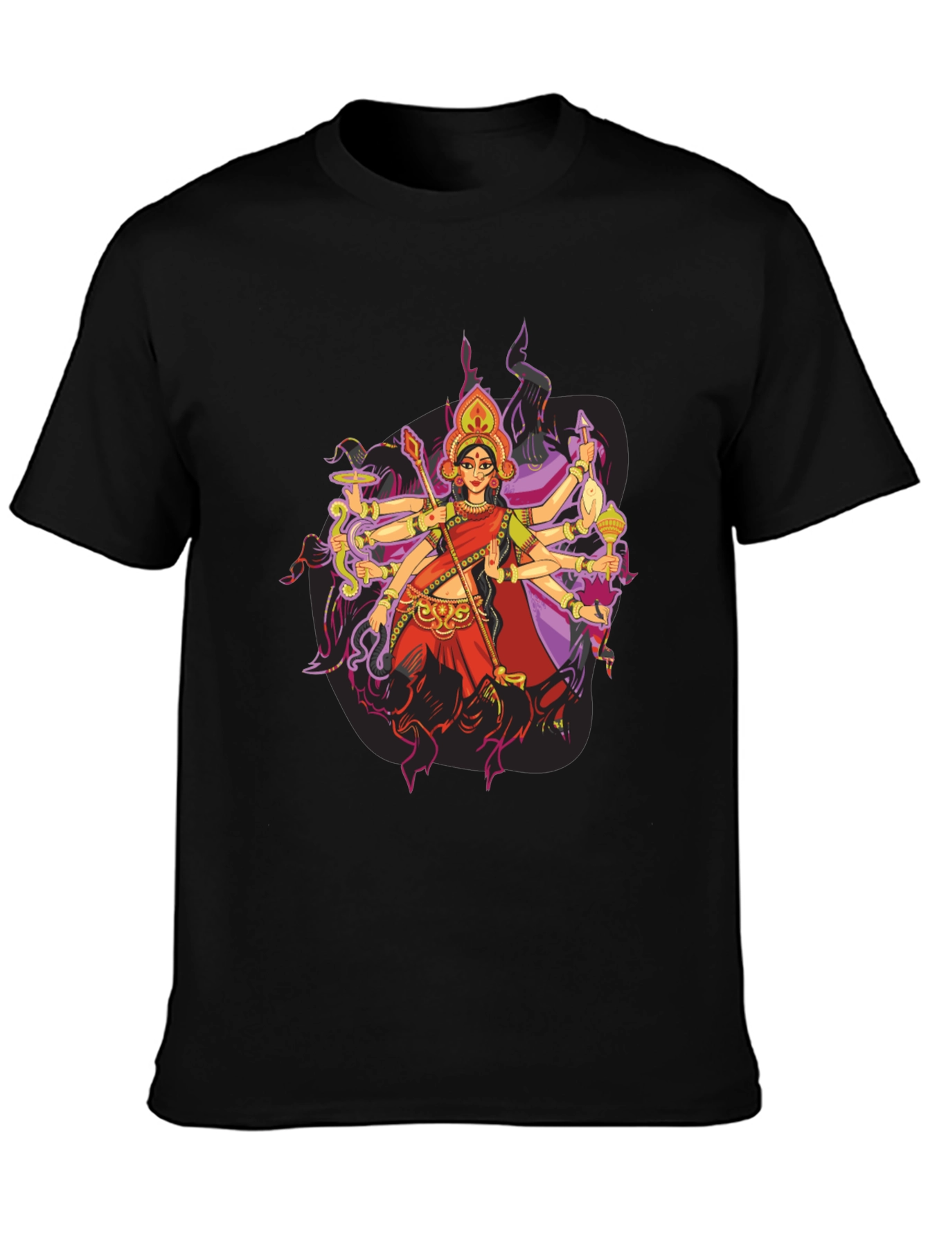 Durga Goddess Graphic Tee - Mens Black T-Shirt