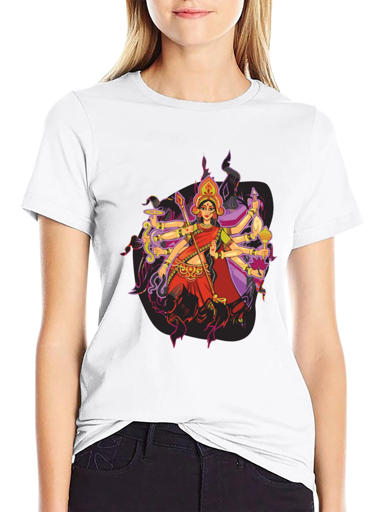 Durga Goddess Graphic Tee - Mens Black T-Shirt