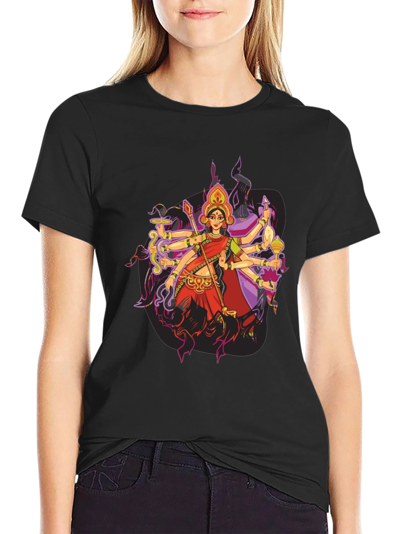 Durga Goddess Graphic Tee - Mens Black T-Shirt