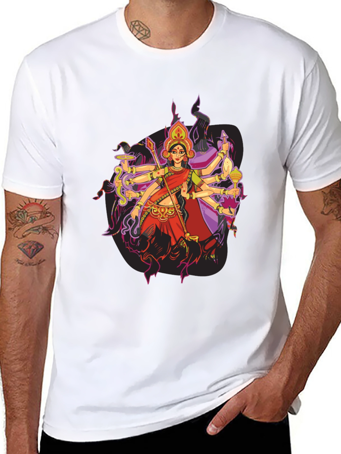 Durga Goddess Graphic Tee - Mens Black T-Shirt