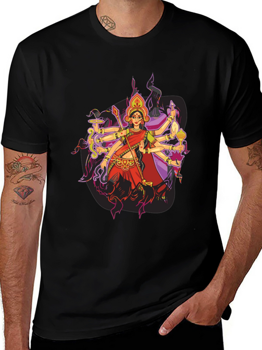 Durga Goddess Graphic Tee - Mens Black T-Shirt