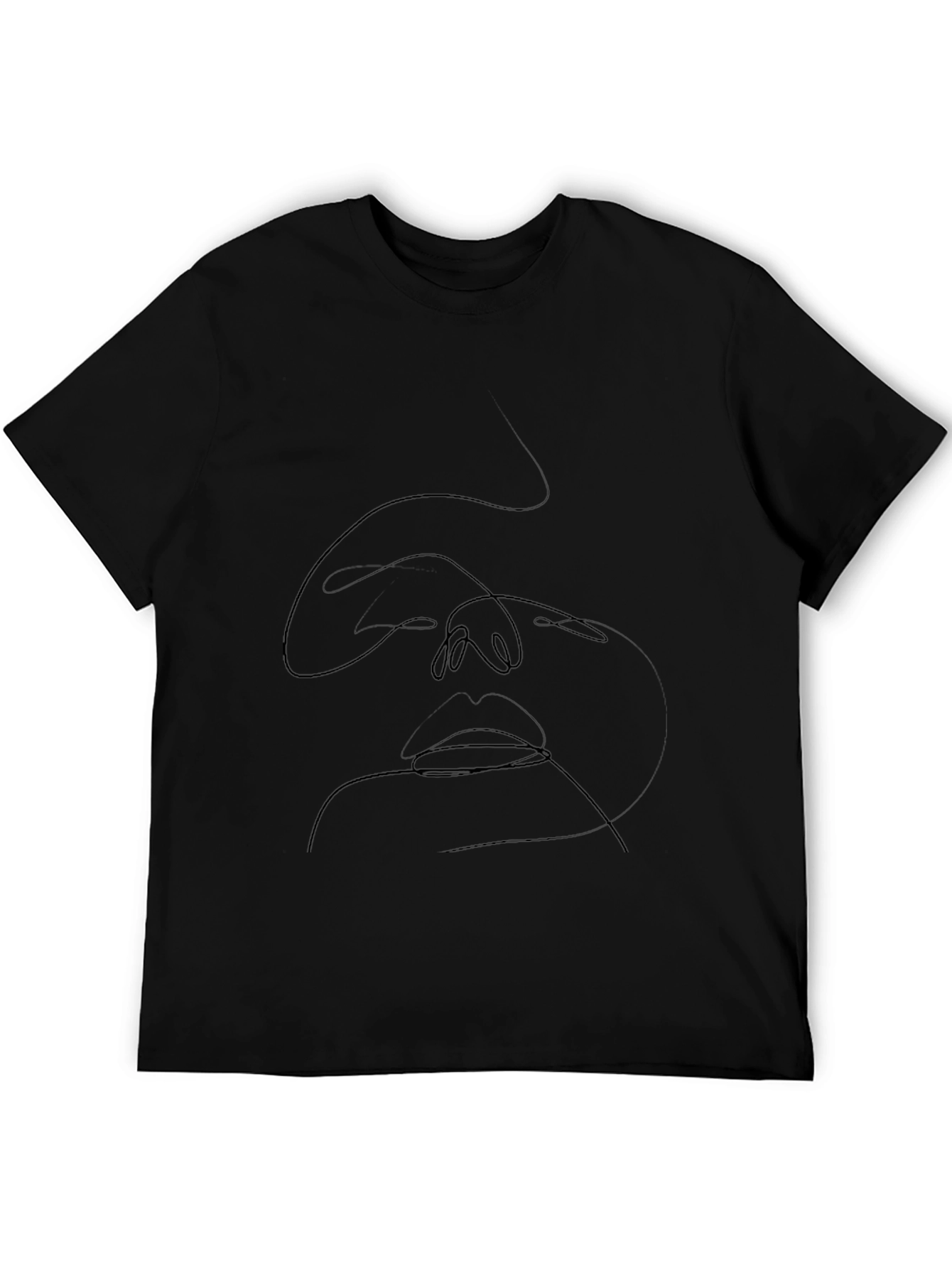 Abstract Face Line Art Black Tee