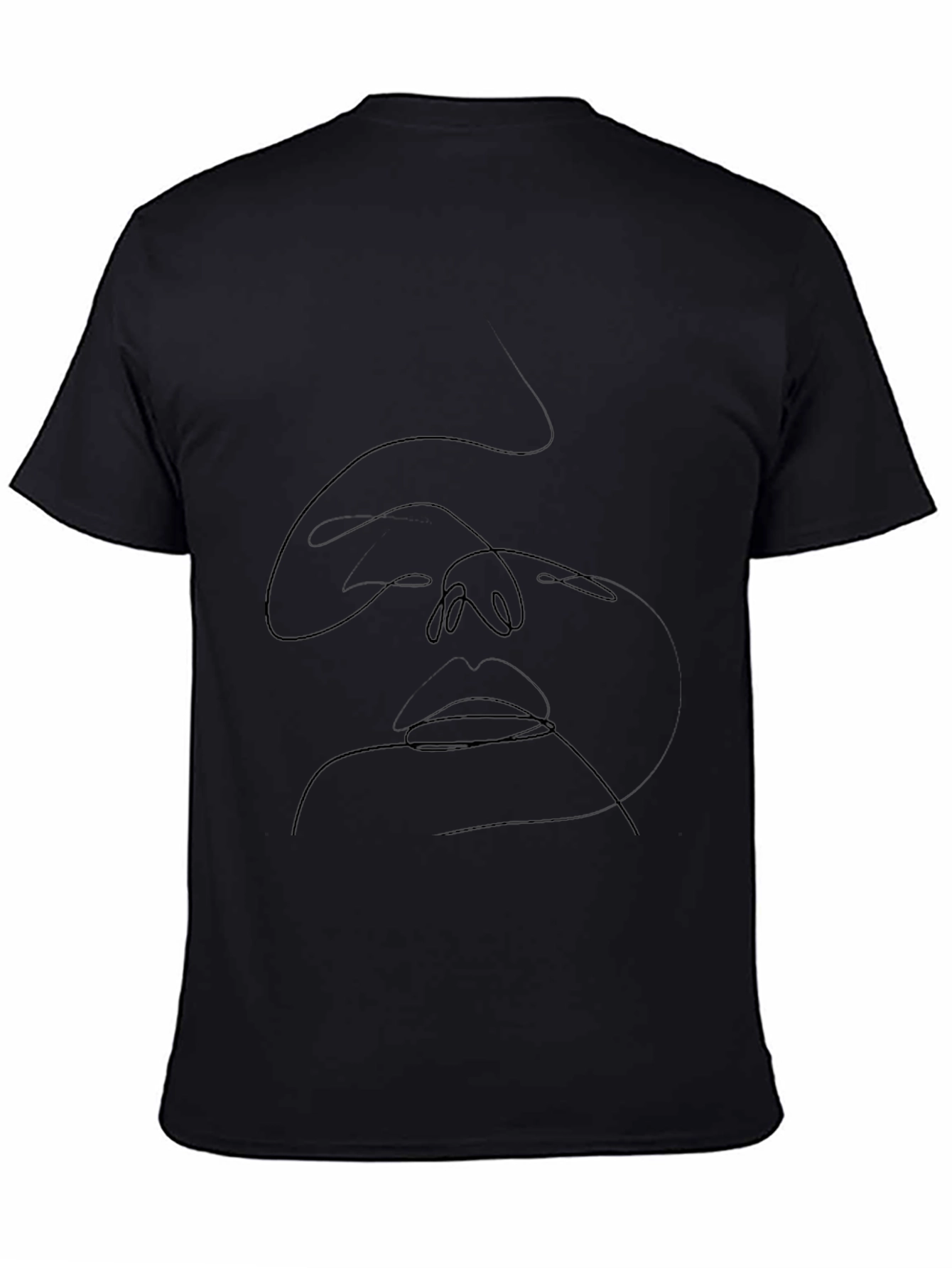 Abstract Face Line Art Black Tee