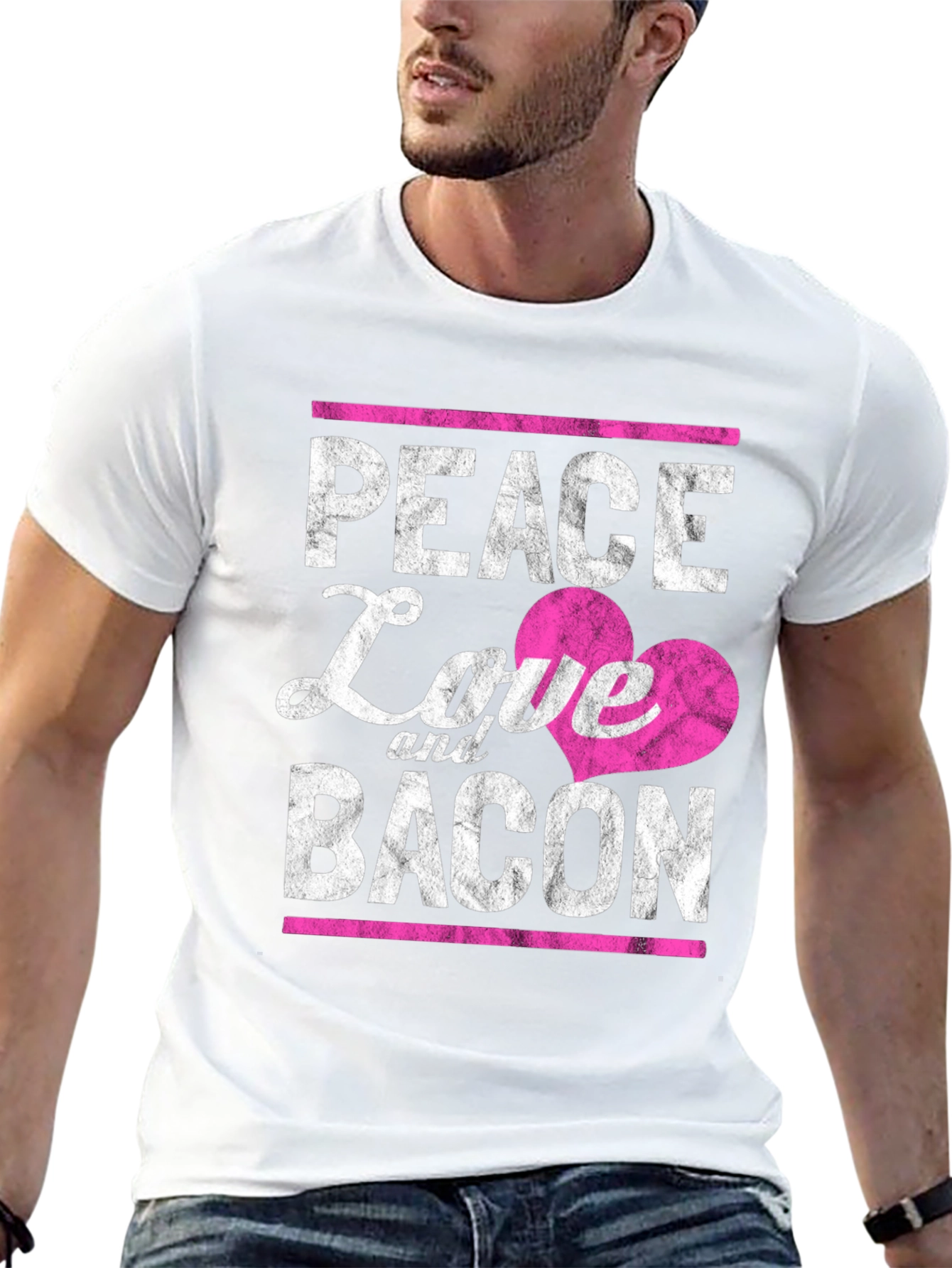 Peace Love and Bacon T-Shirt - Funny Foodie Tee