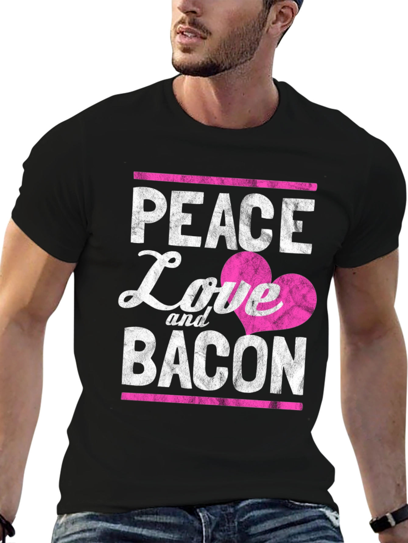 Peace Love and Bacon T-Shirt - Funny Foodie Tee