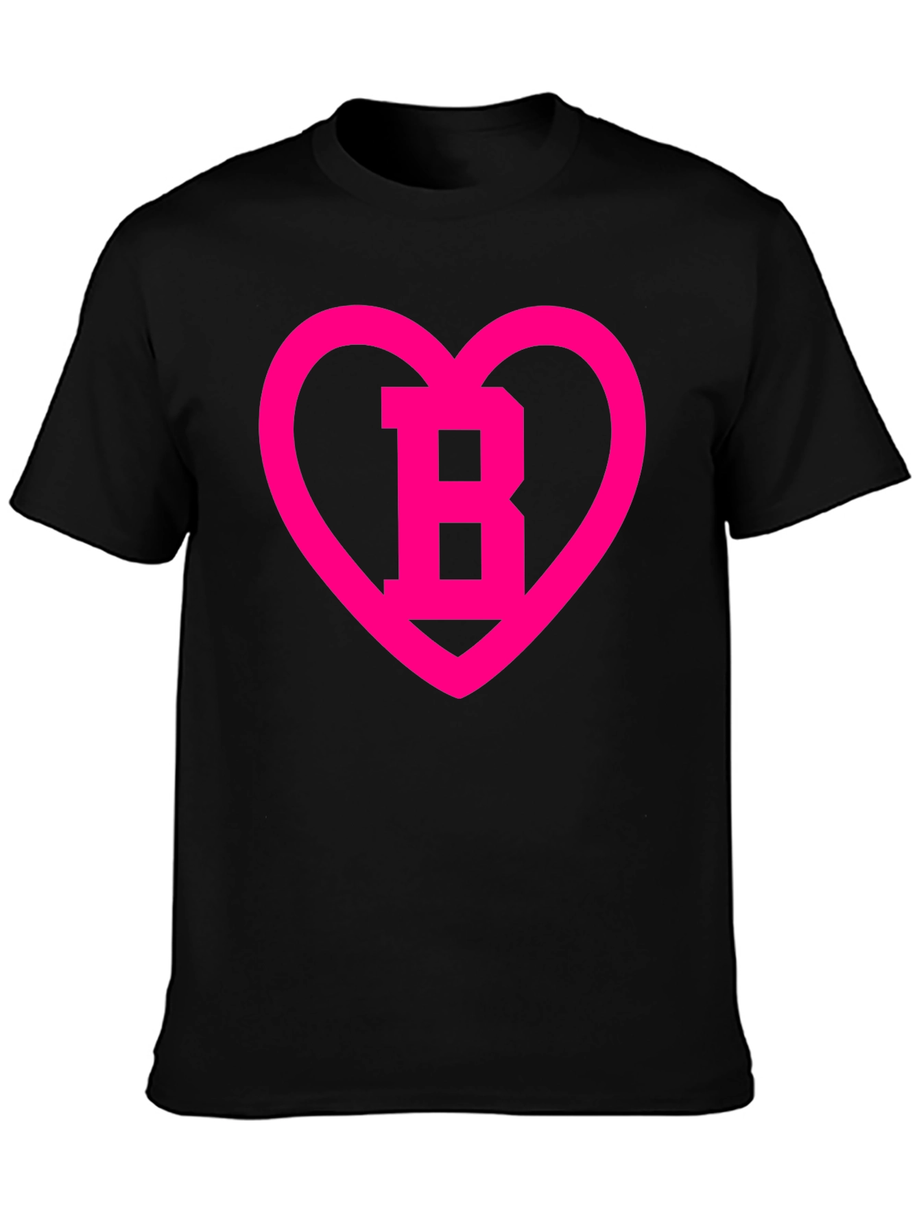 Black T-Shirt with Pink Heart B Design