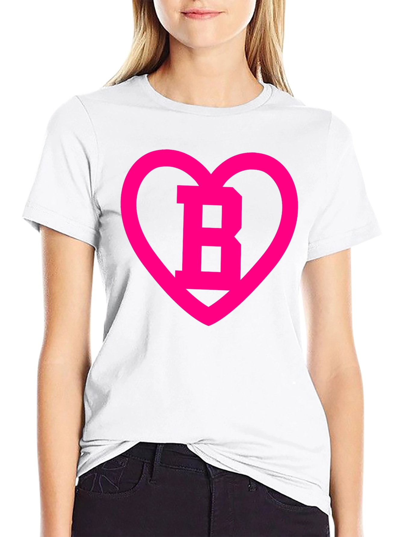 Black T-Shirt with Pink Heart B Design