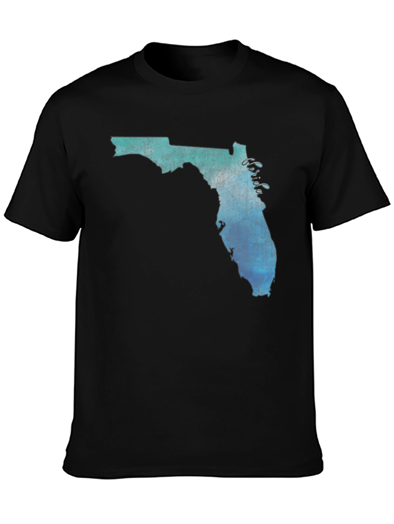 Florida State Map Graphic Print Black T-Shirt