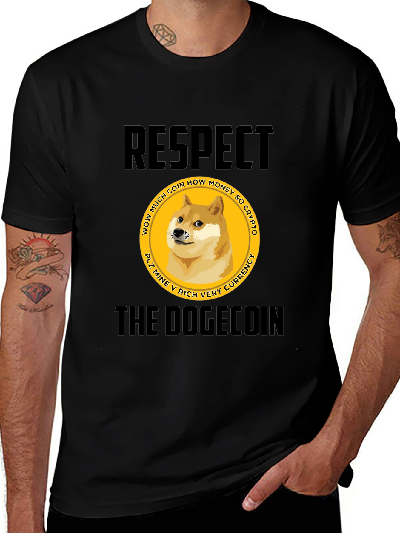 Respect the Dogecoin T-Shirt - Crypto Meme Tee