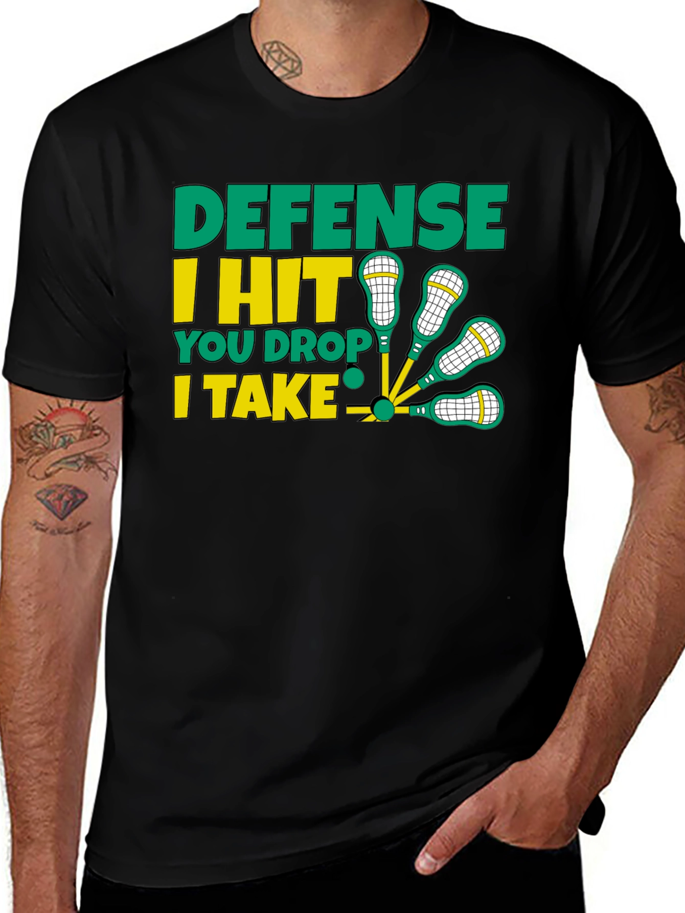 Lacrosse Defense Graphic T-Shirt