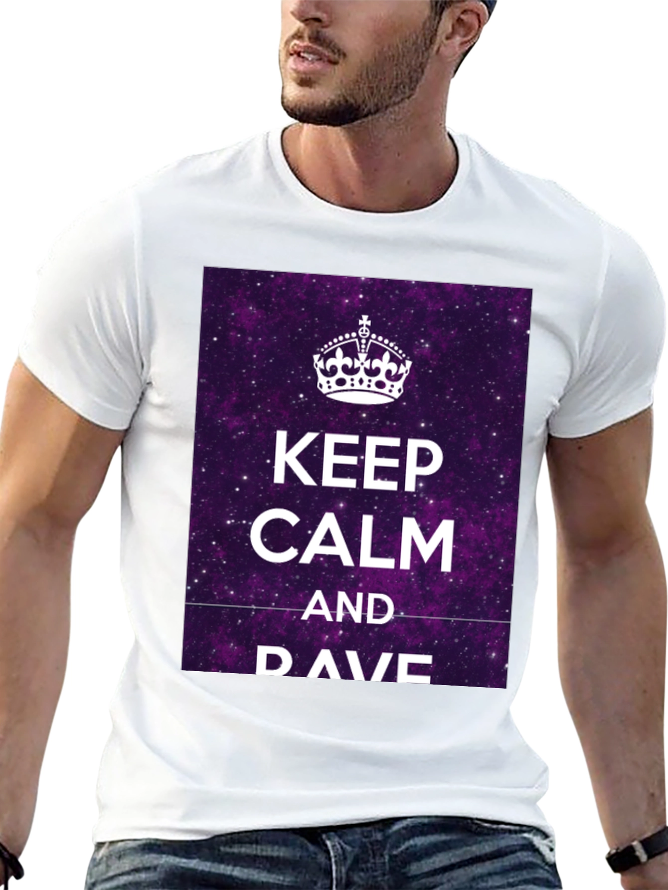 Keep Calm & DAVE T-Shirt - Galaxy Purple Graphic