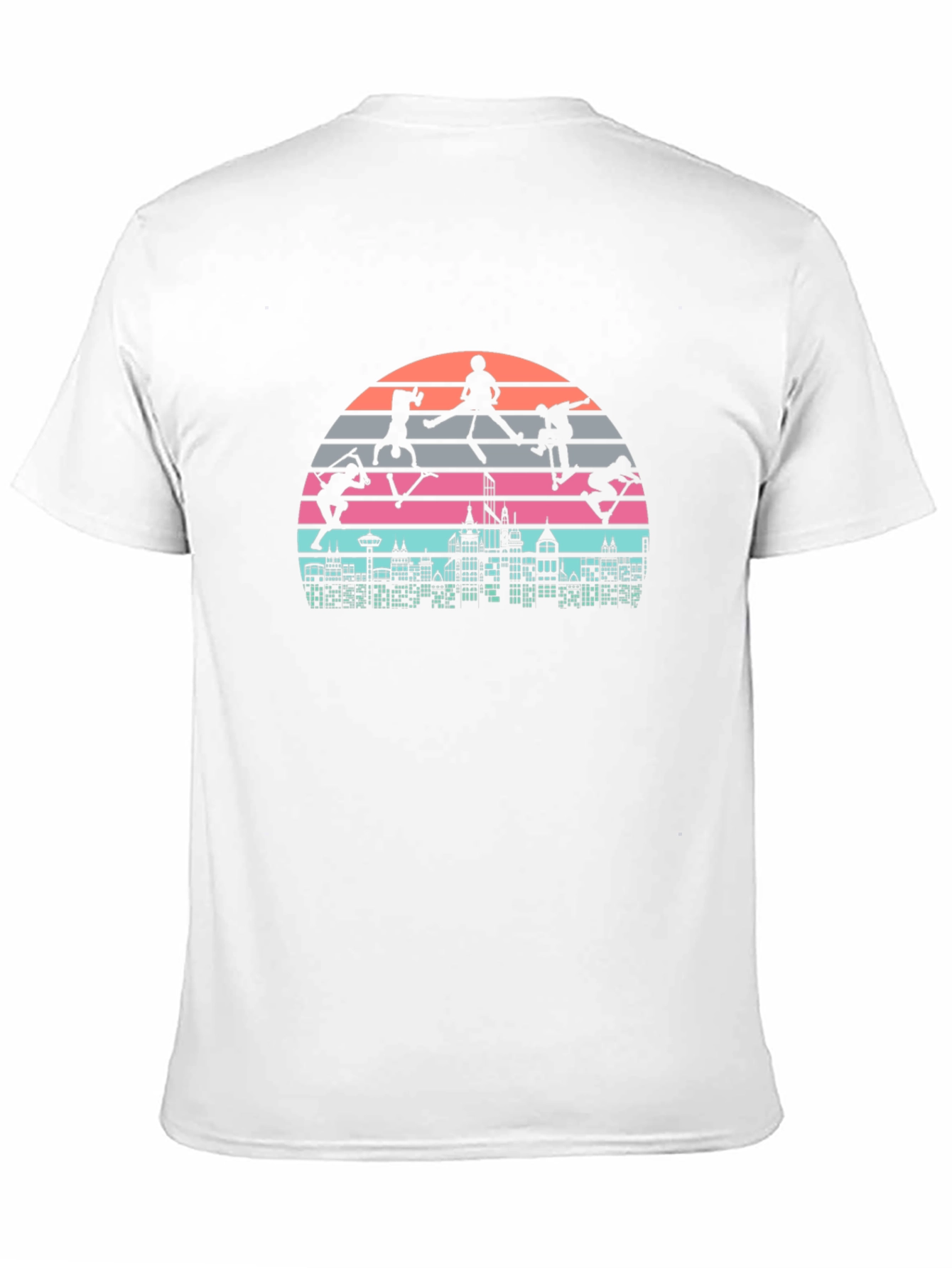 Skateboarding Cityscape Retro Graphic Tee