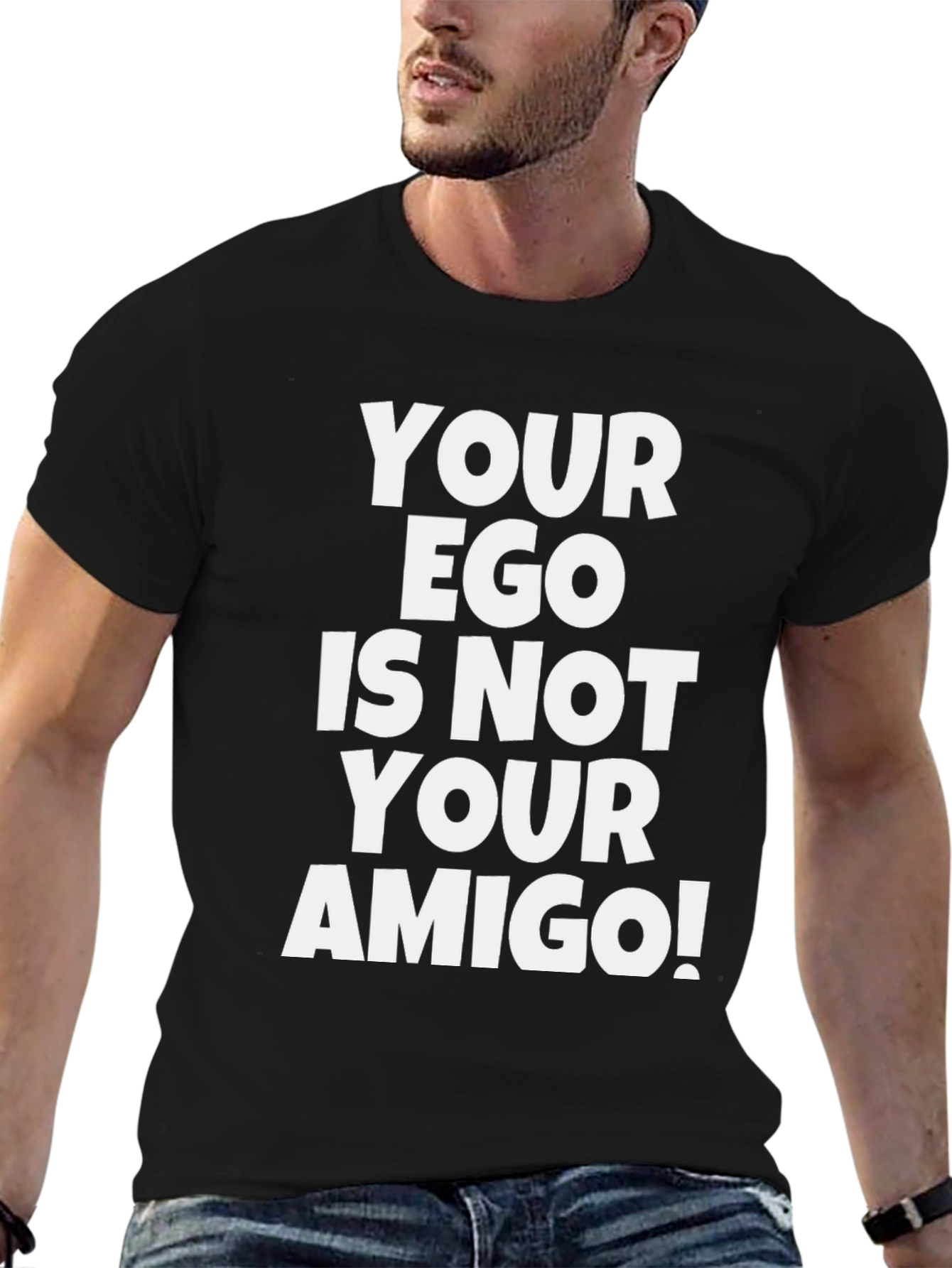 Funny Ego Amigo Graphic Tee - Black Cotton T-Shirt