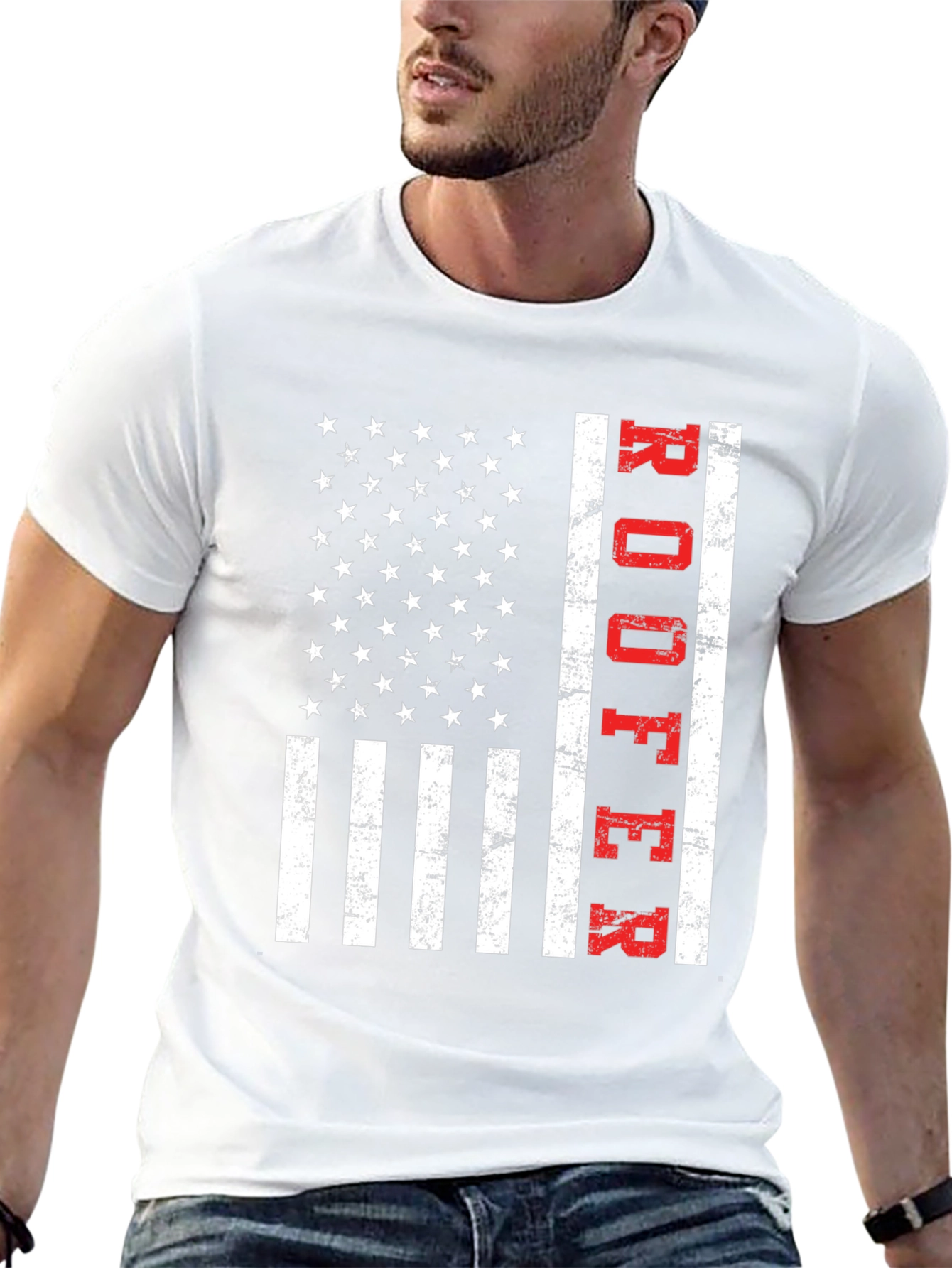 Roofer American Flag T-Shirt Patriotic Job Pride Tee