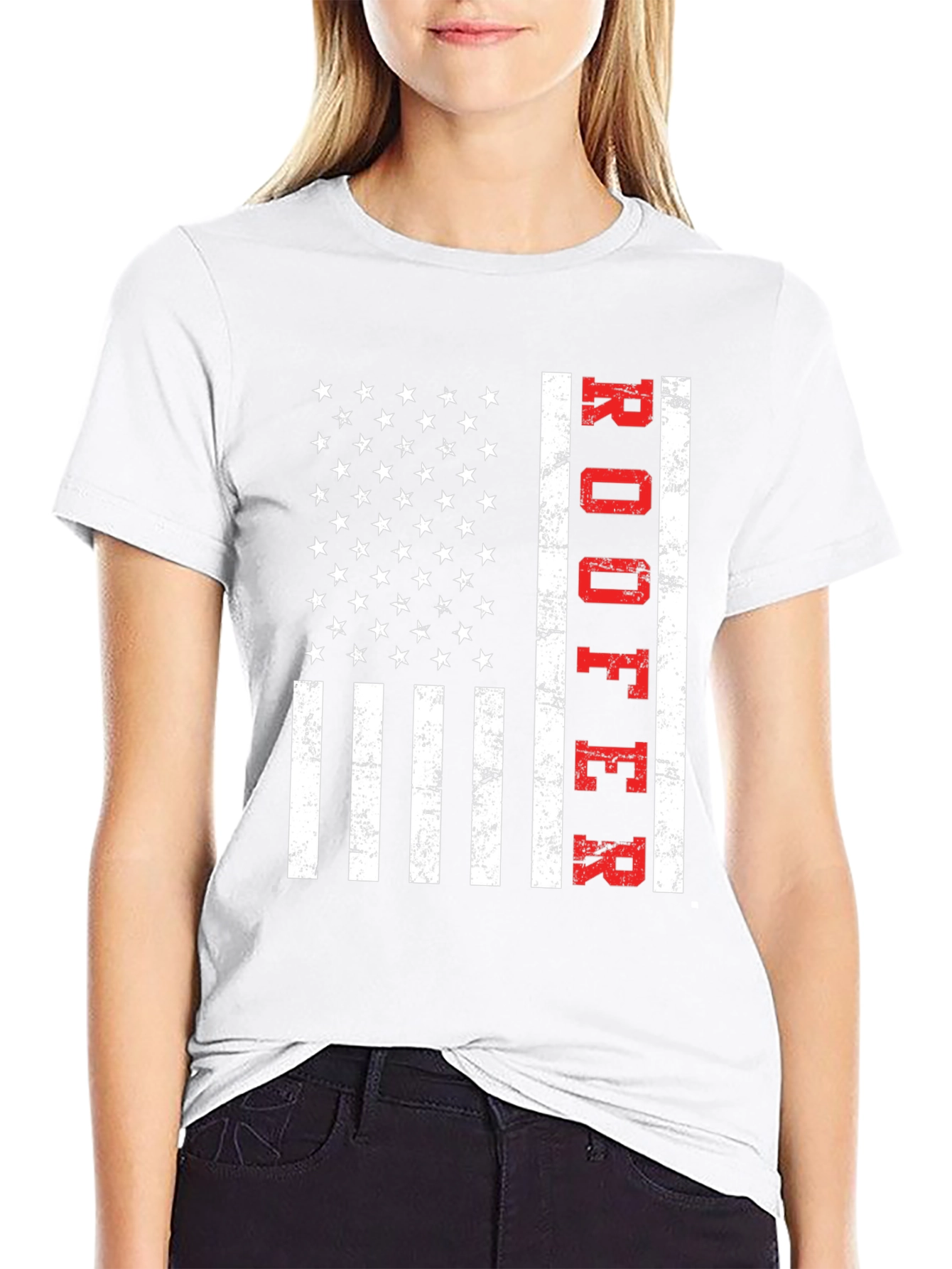 Roofer American Flag T-Shirt Patriotic Job Pride Tee