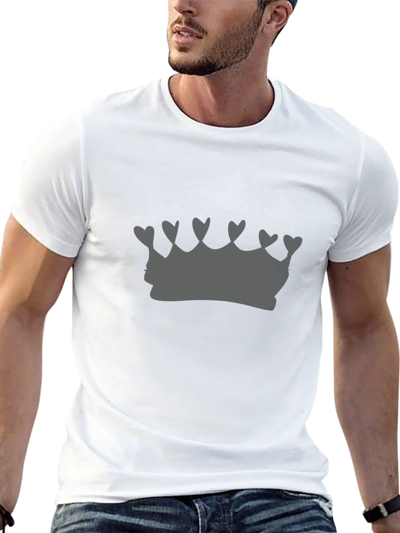Heart Crown Graphic Tee - Modern Black T-Shirt