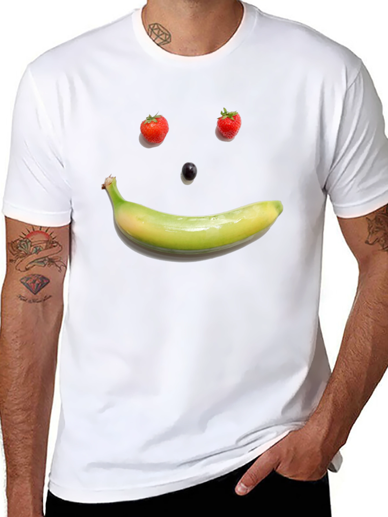 Fruit Face Graphic Tee - Black Cotton T-Shirt