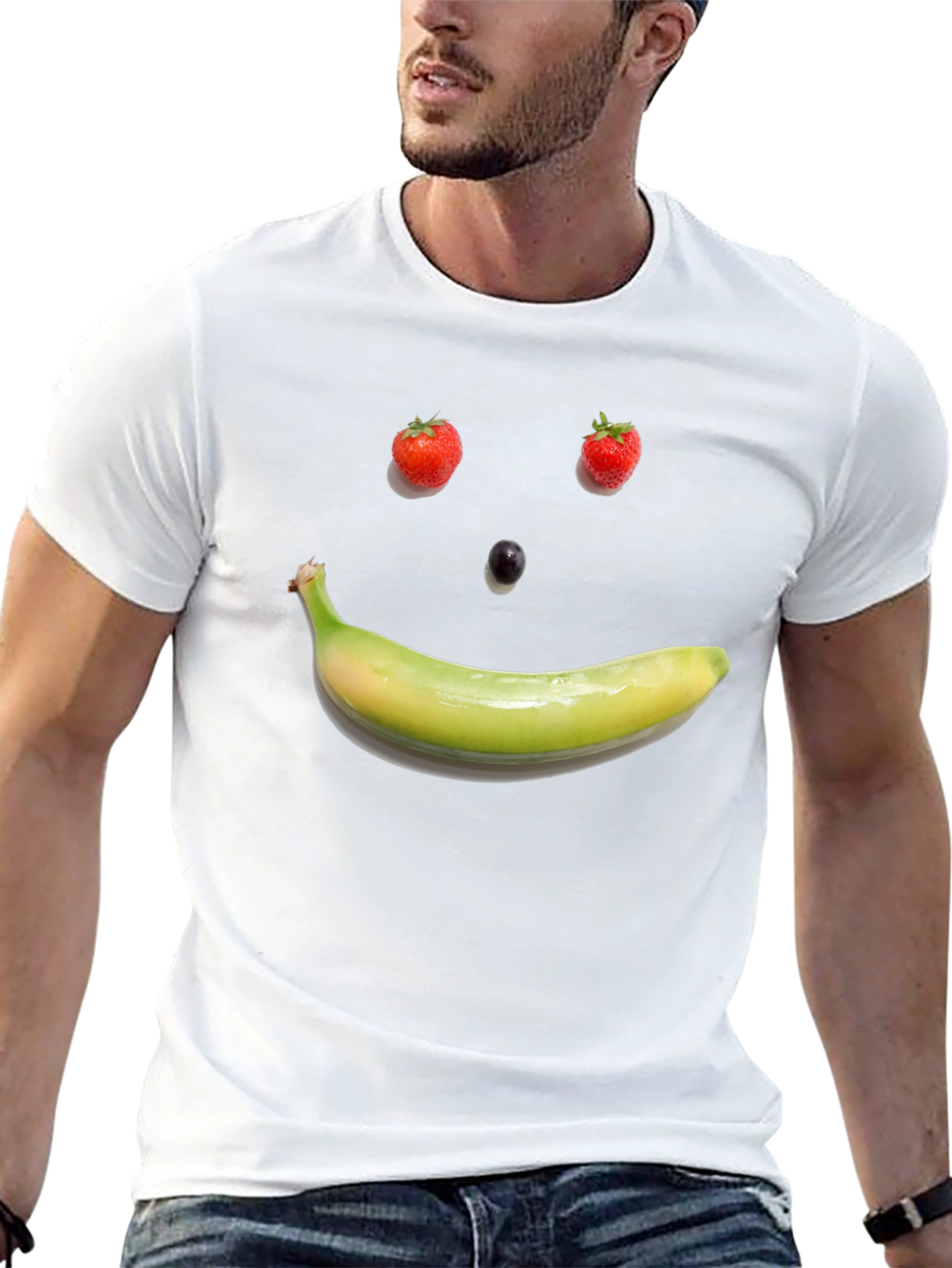 Fruit Face Graphic Tee - Black Cotton T-Shirt