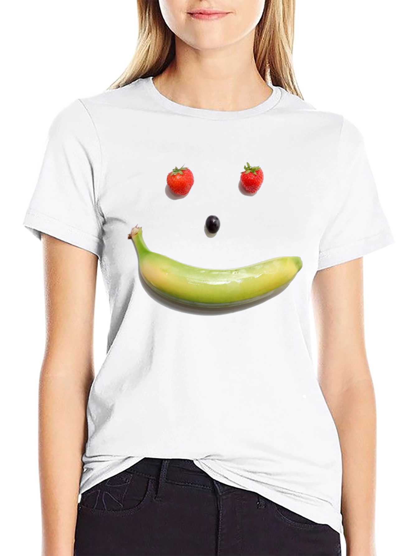 Fruit Face Graphic Tee - Black Cotton T-Shirt