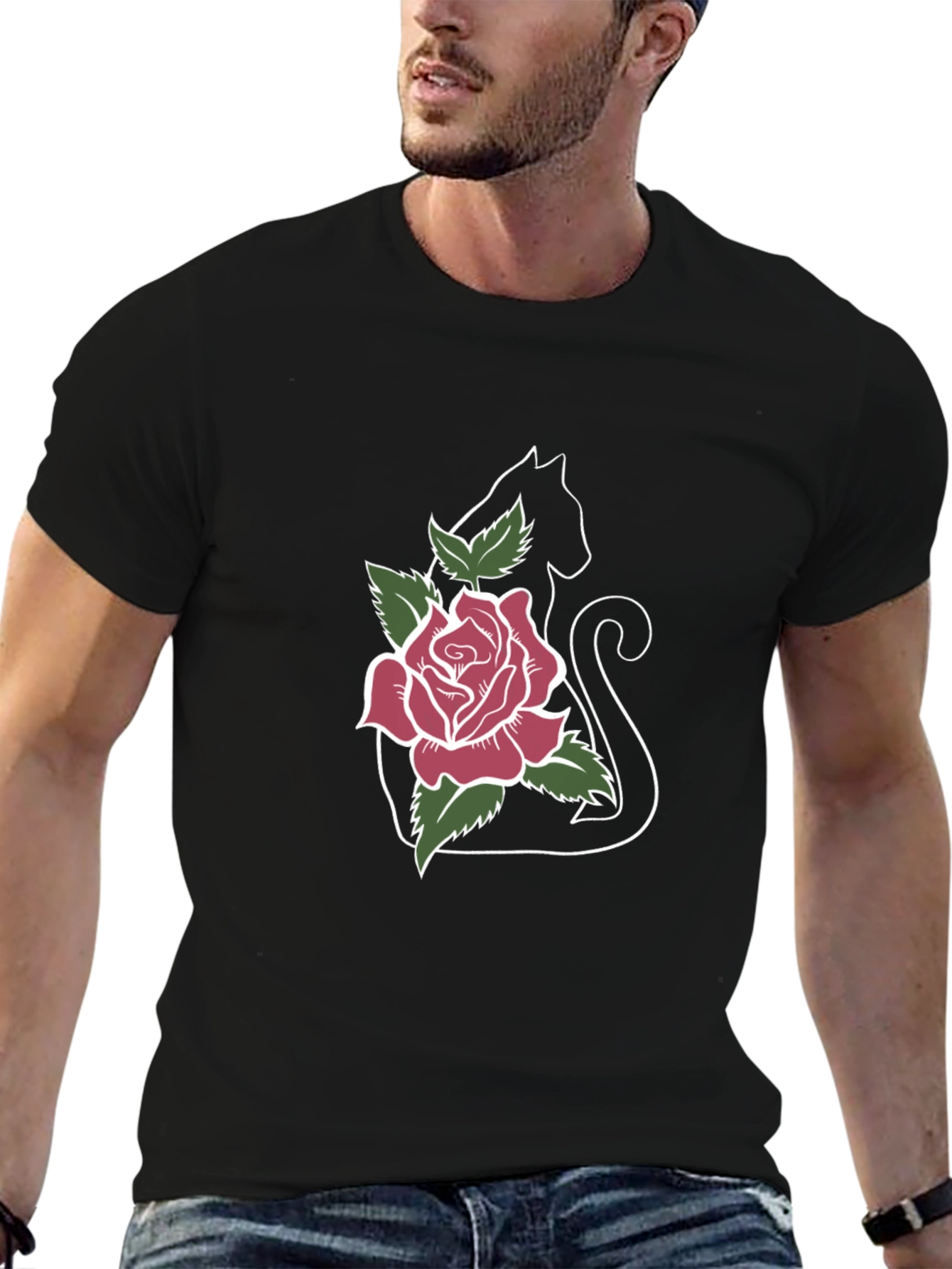 Black Cat Rose T-Shirt