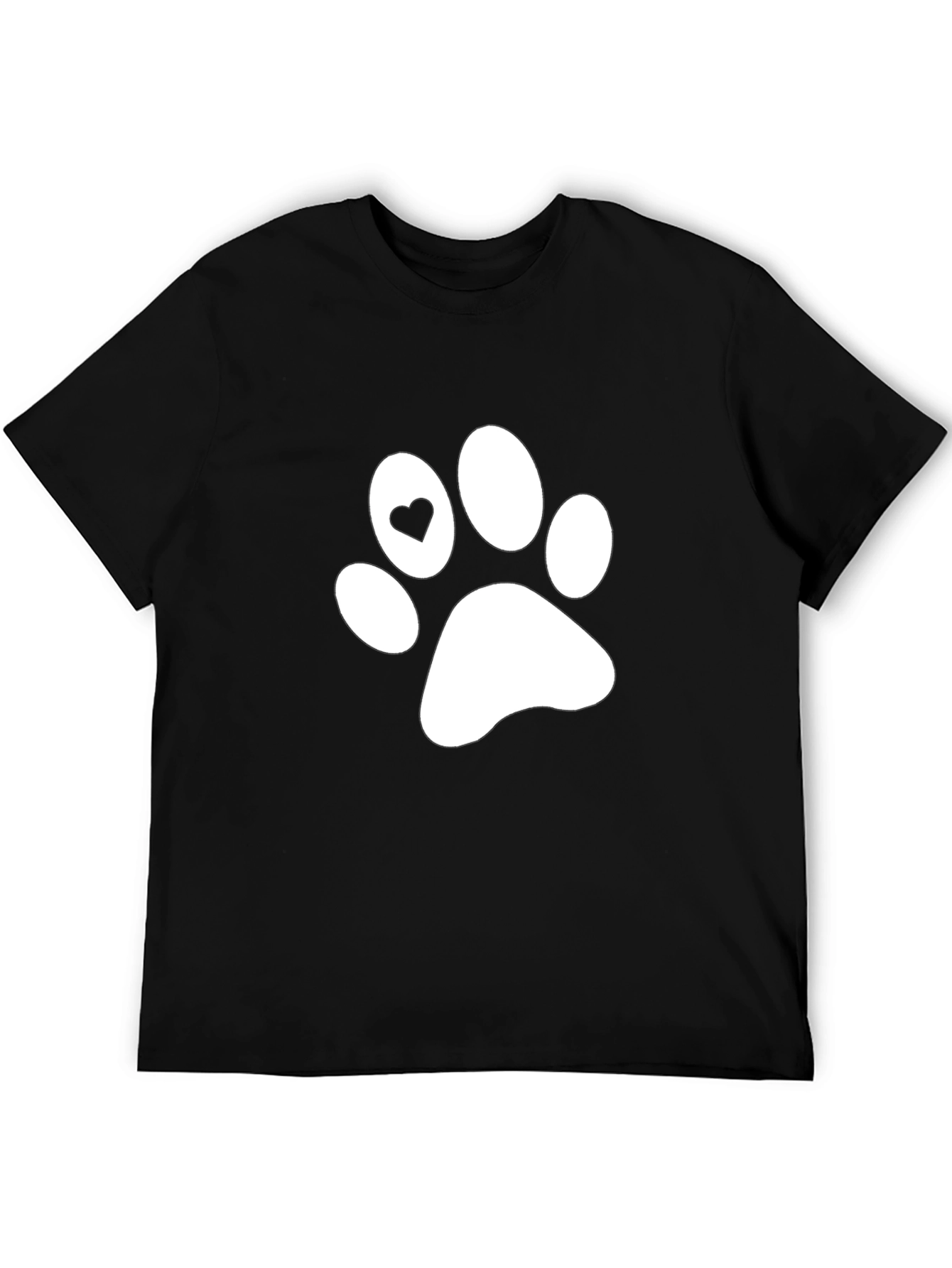 Paw Print Heart T-Shirt - Black