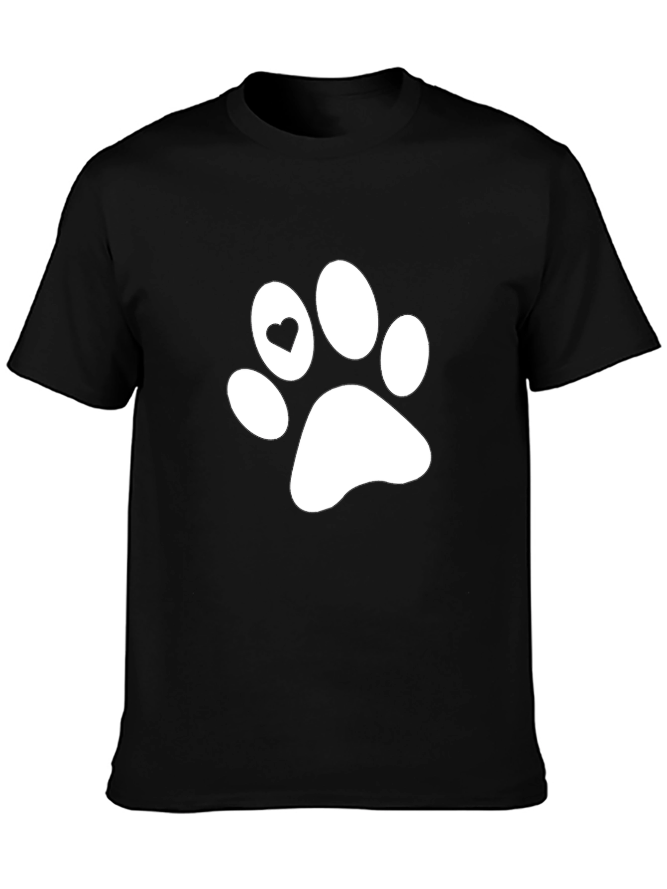 Paw Print Heart T-Shirt - Black