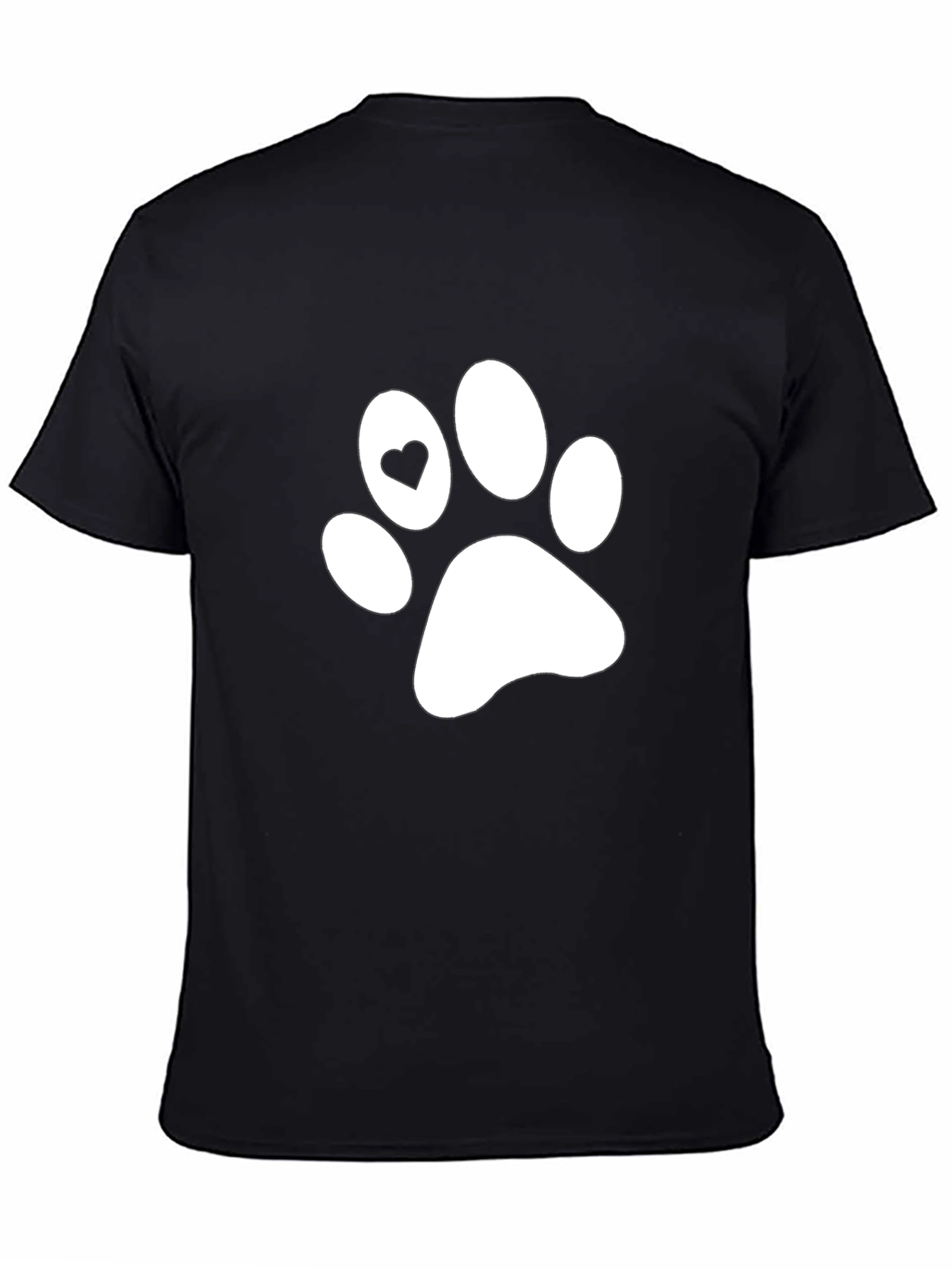 Paw Print Heart T-Shirt - Black