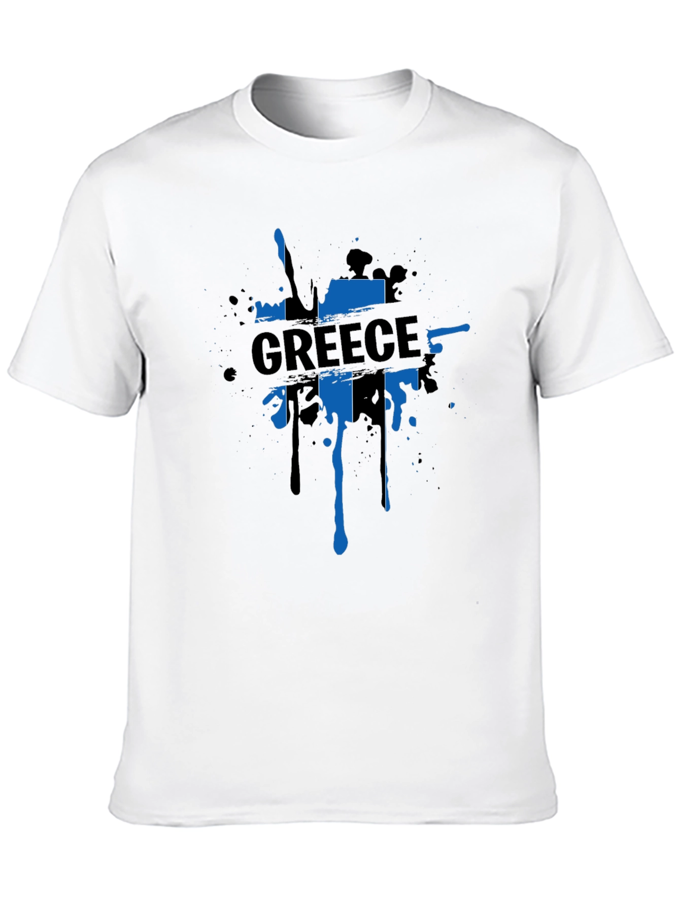 Greece Flag Splatter T-Shirt - Mens