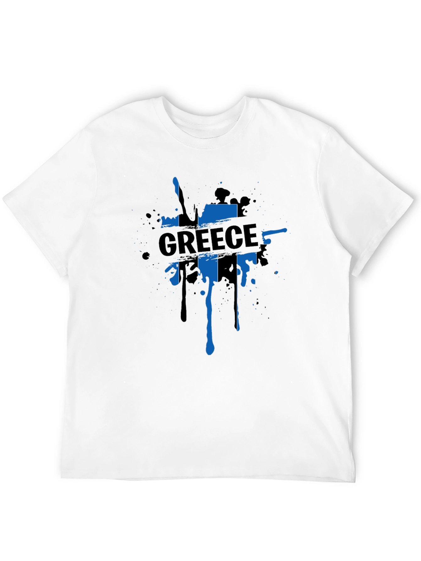 Greece Flag Splatter T-Shirt - Mens
