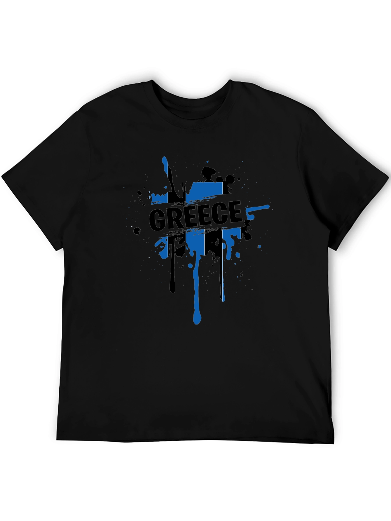 Greece Flag Splatter T-Shirt - Mens
