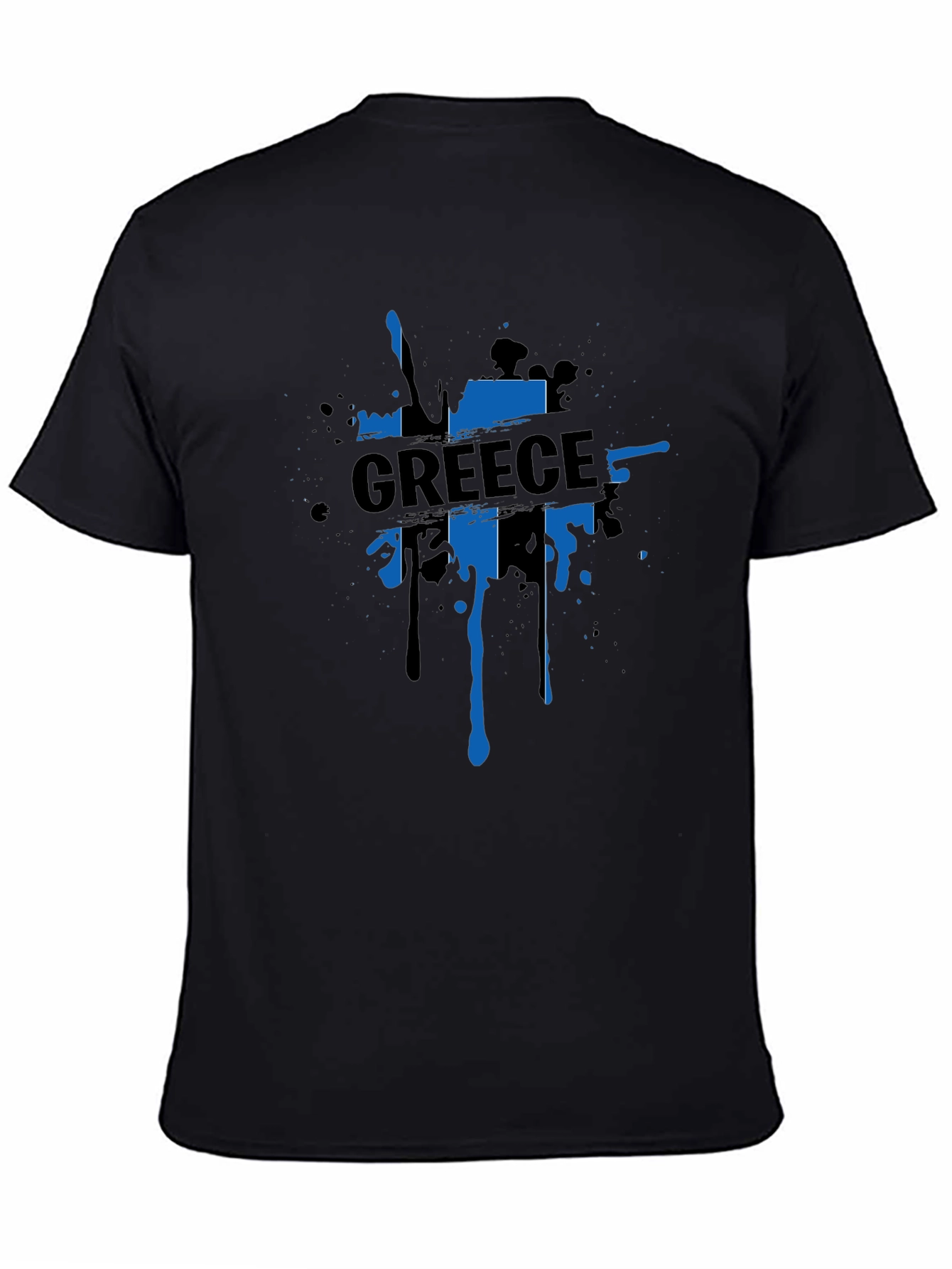 Greece Flag Splatter T-Shirt - Mens