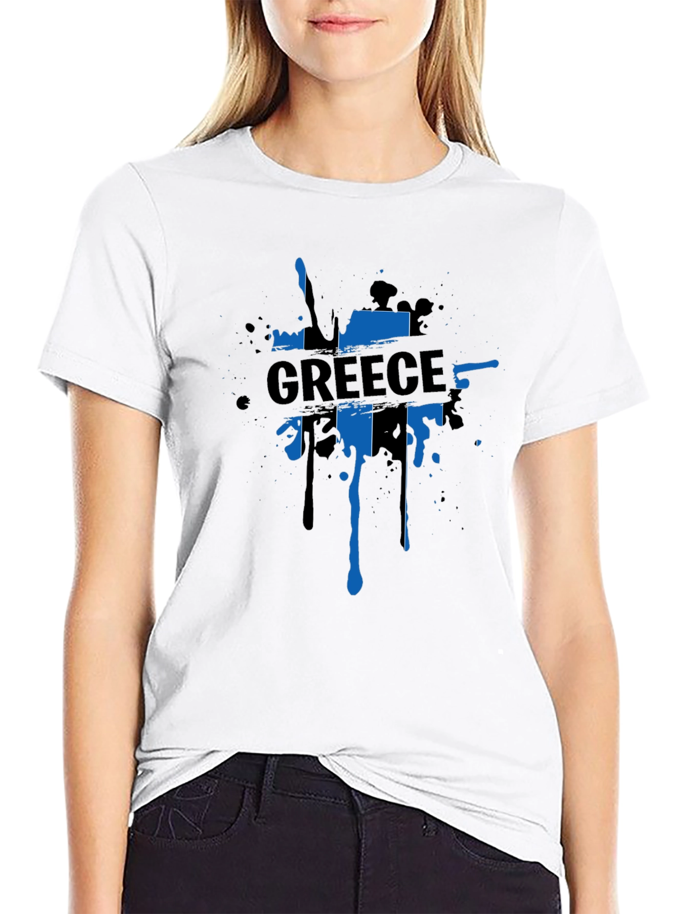 Greece Flag Splatter T-Shirt - Mens