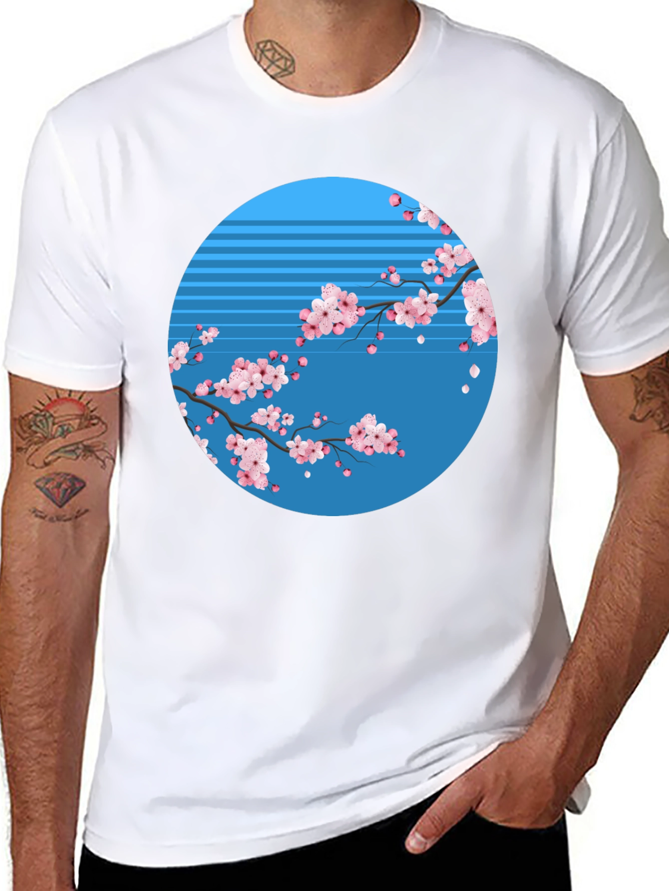 Cherry Blossom Graphic Tee - Black Cotton