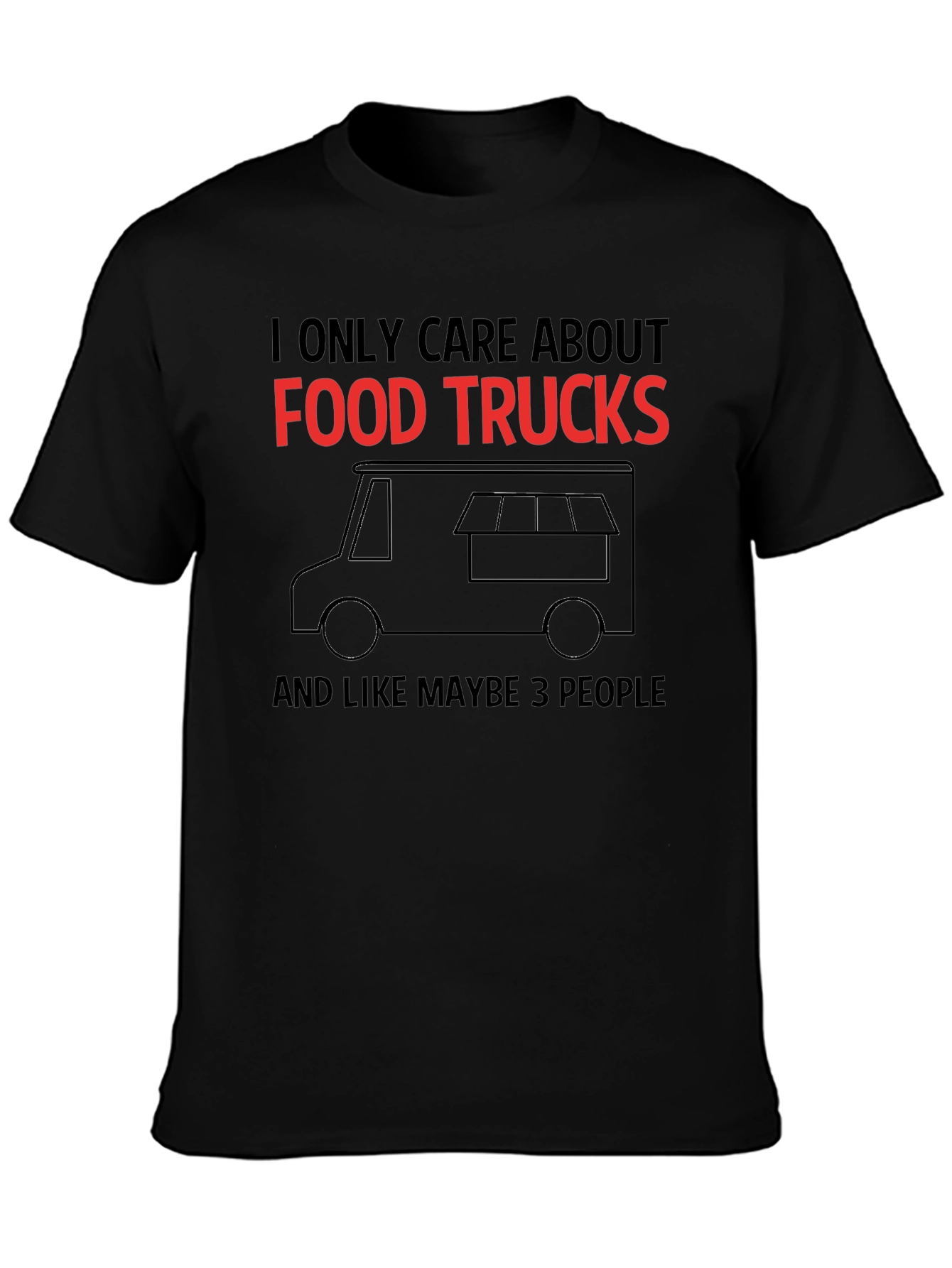 Food Trucks & 3 People Black T-Shirt