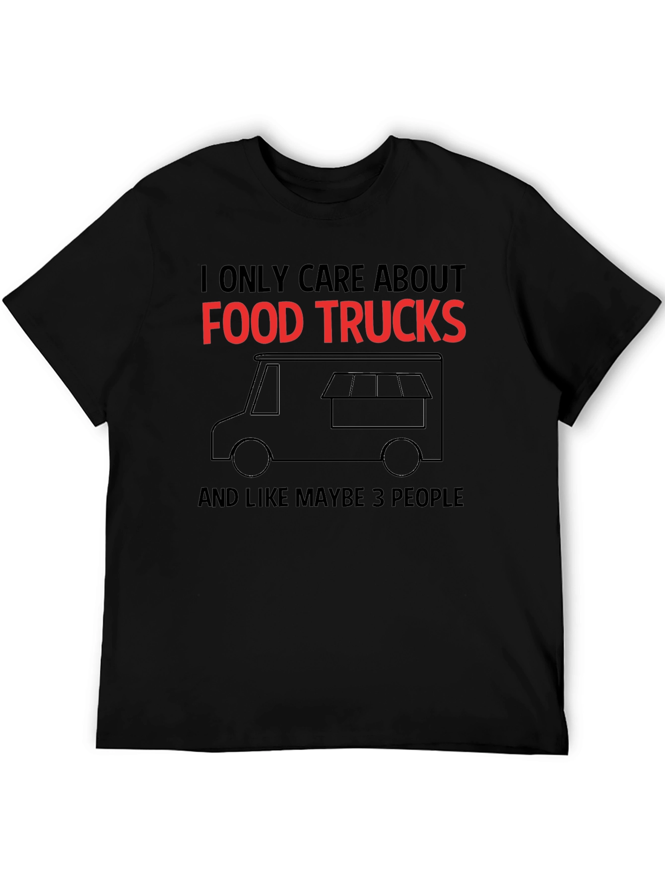 Food Trucks & 3 People Black T-Shirt