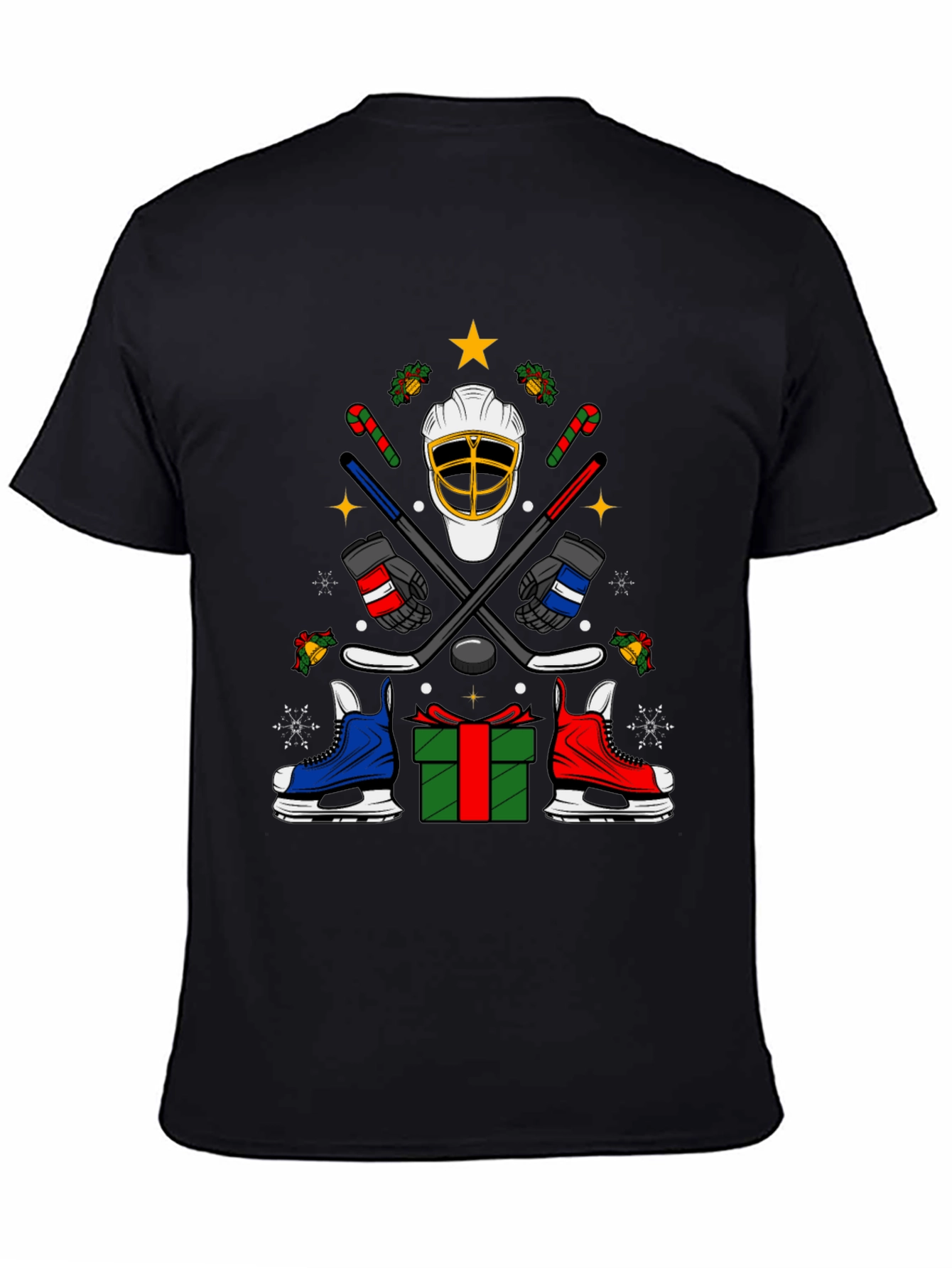 Festive Hockey T-Shirt - Holiday Sports Apparel