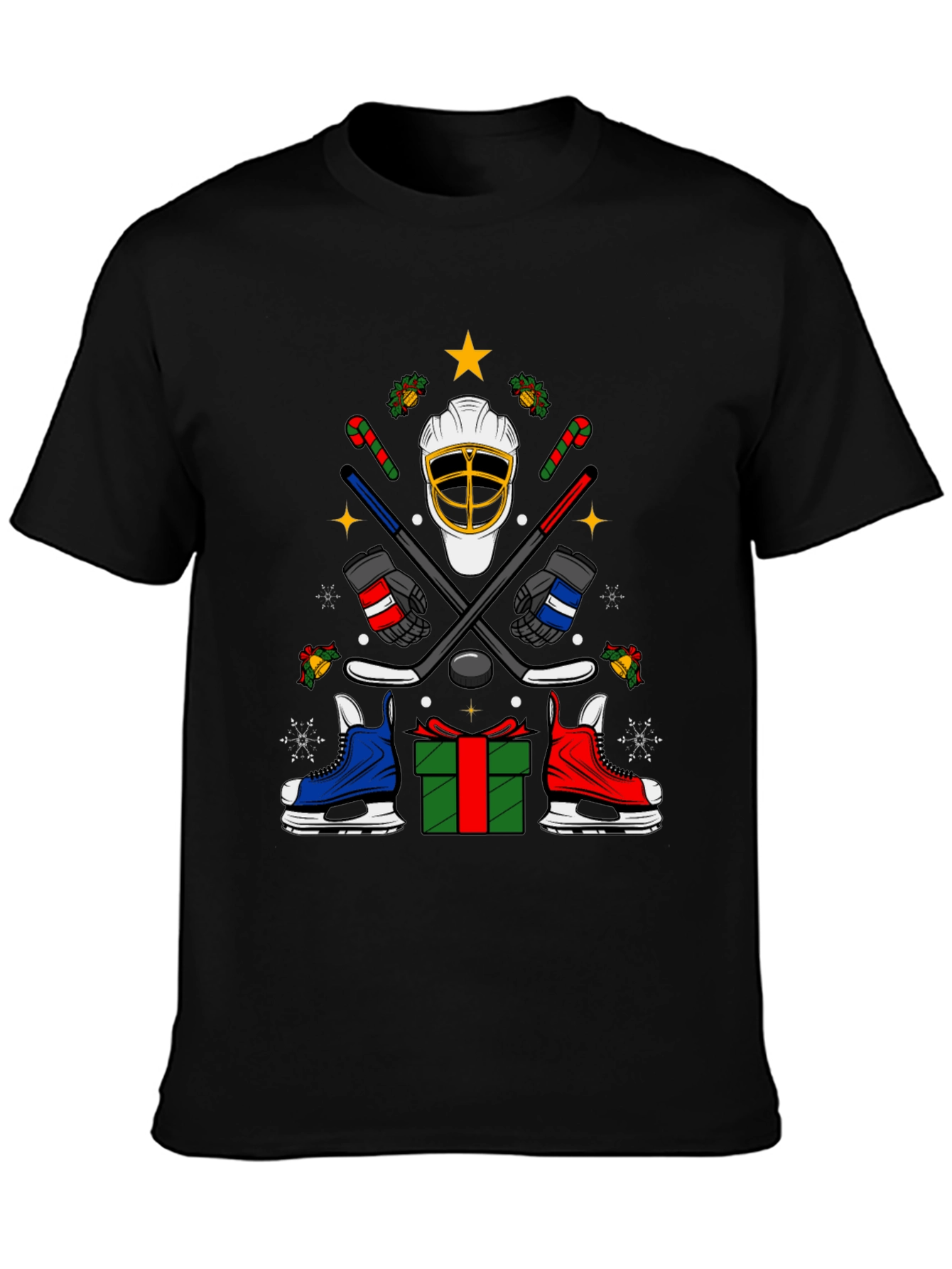 Festive Hockey T-Shirt - Holiday Sports Apparel
